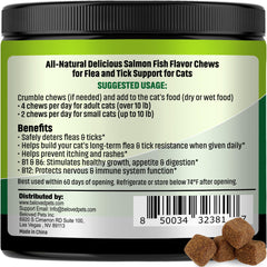 Beloved Pets tabletas salmón para gatos, tratamiento oral cómodo y sabroso.