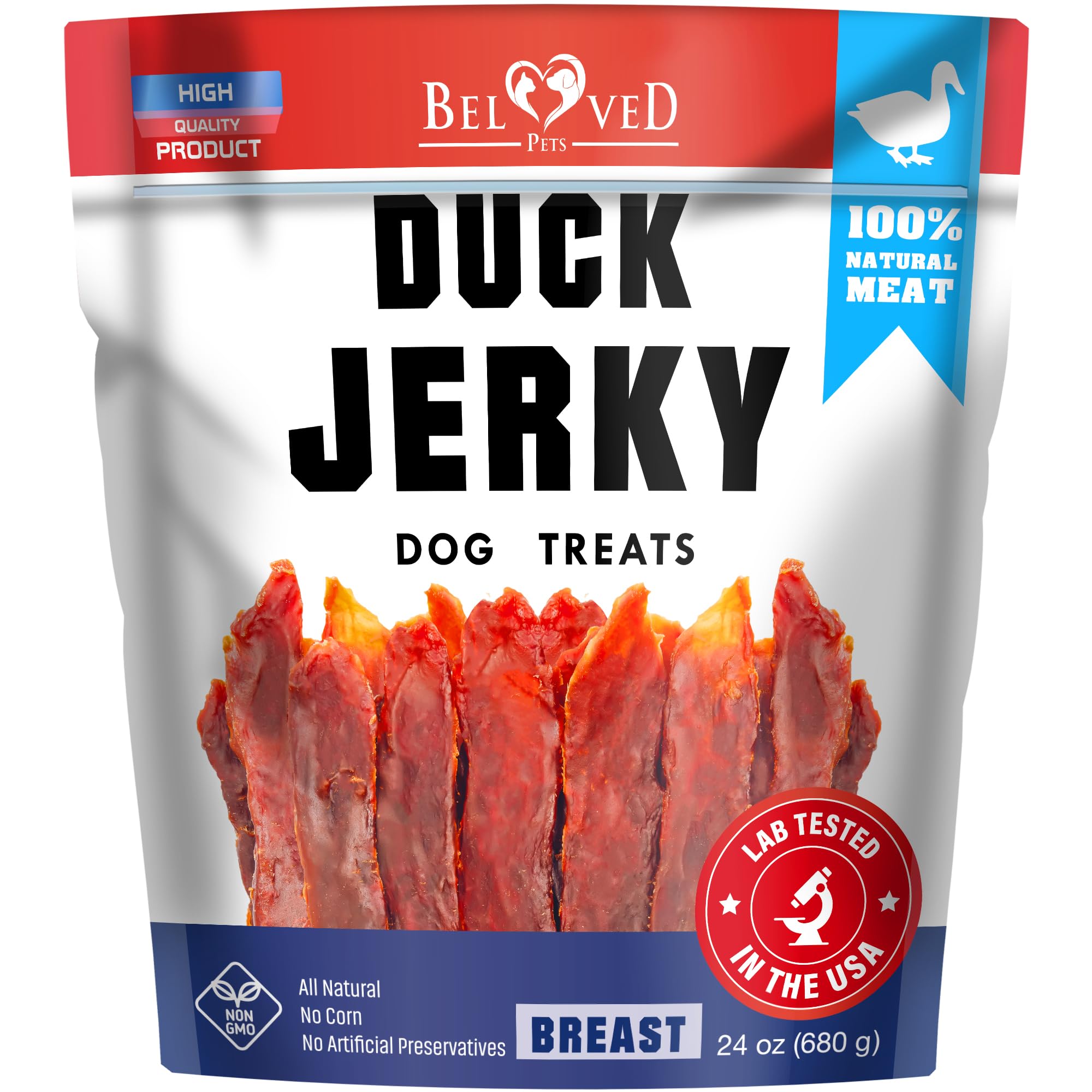 Beloved Pets tiras de pato jerky para entrenamiento con sabor natural