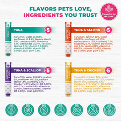 Beloved Pets tubos de baja caloría para hidratación de gatos.
