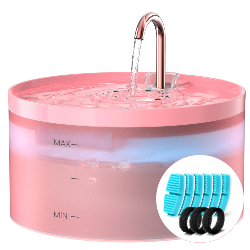 Fuente BEMOONY para gatos rosa con chorro atractivo para hidratar mejor.