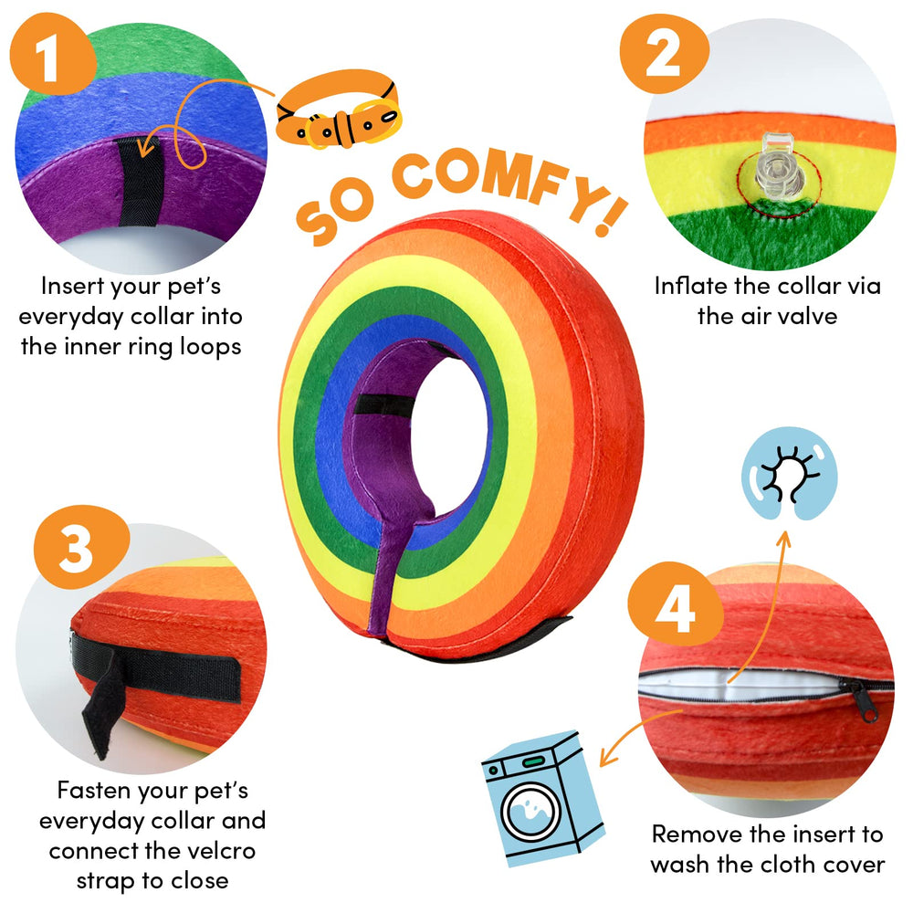 BENCMATE collar inflable en dona para mascota, permite comer y beber con comodidad.