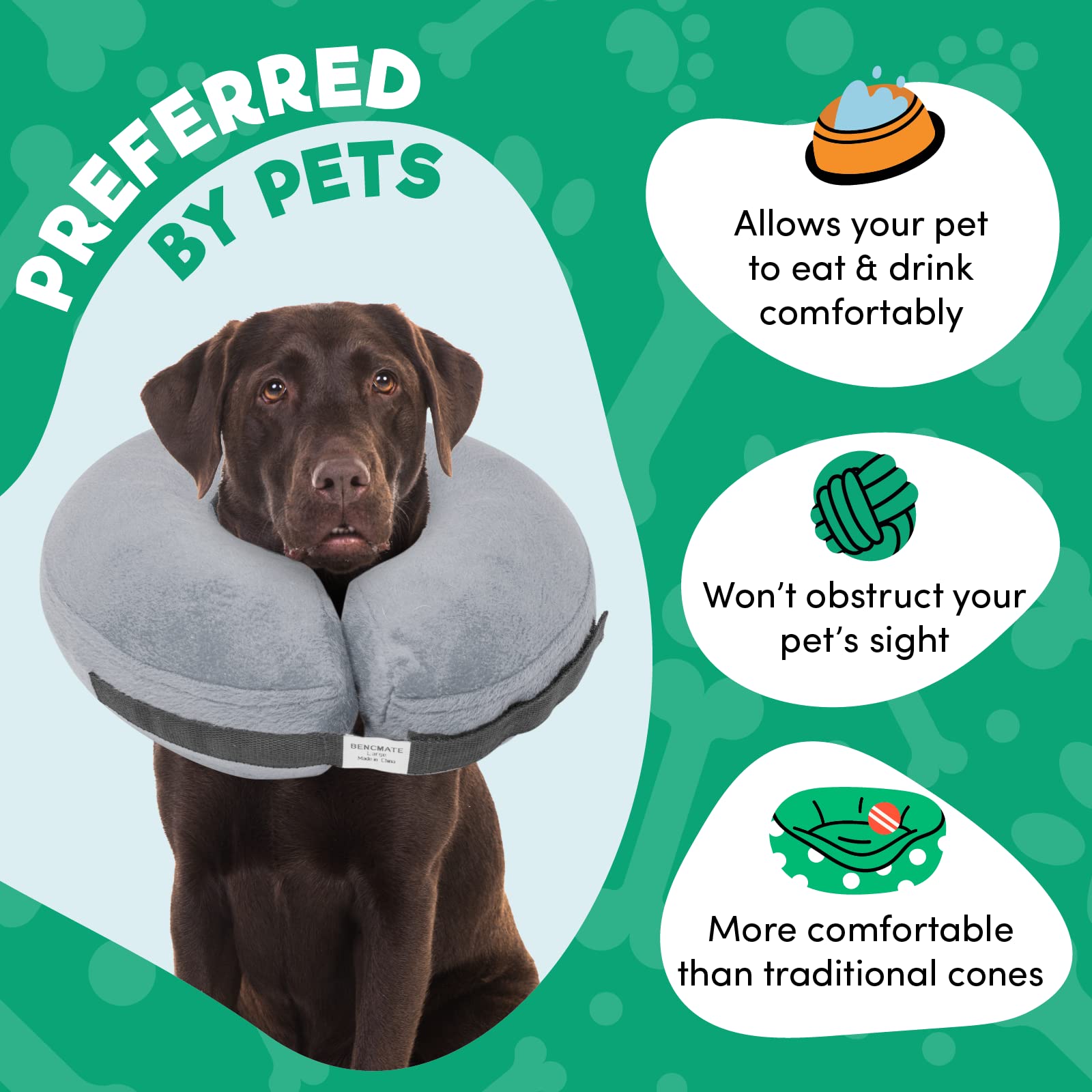 BENCMATE collar de protección postquirúrgica para perro, evita mordidas