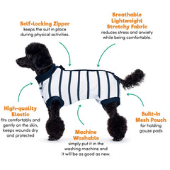 BENCMATE pijama rayas Breton para perros, cómodo y transpirable para uso diario.