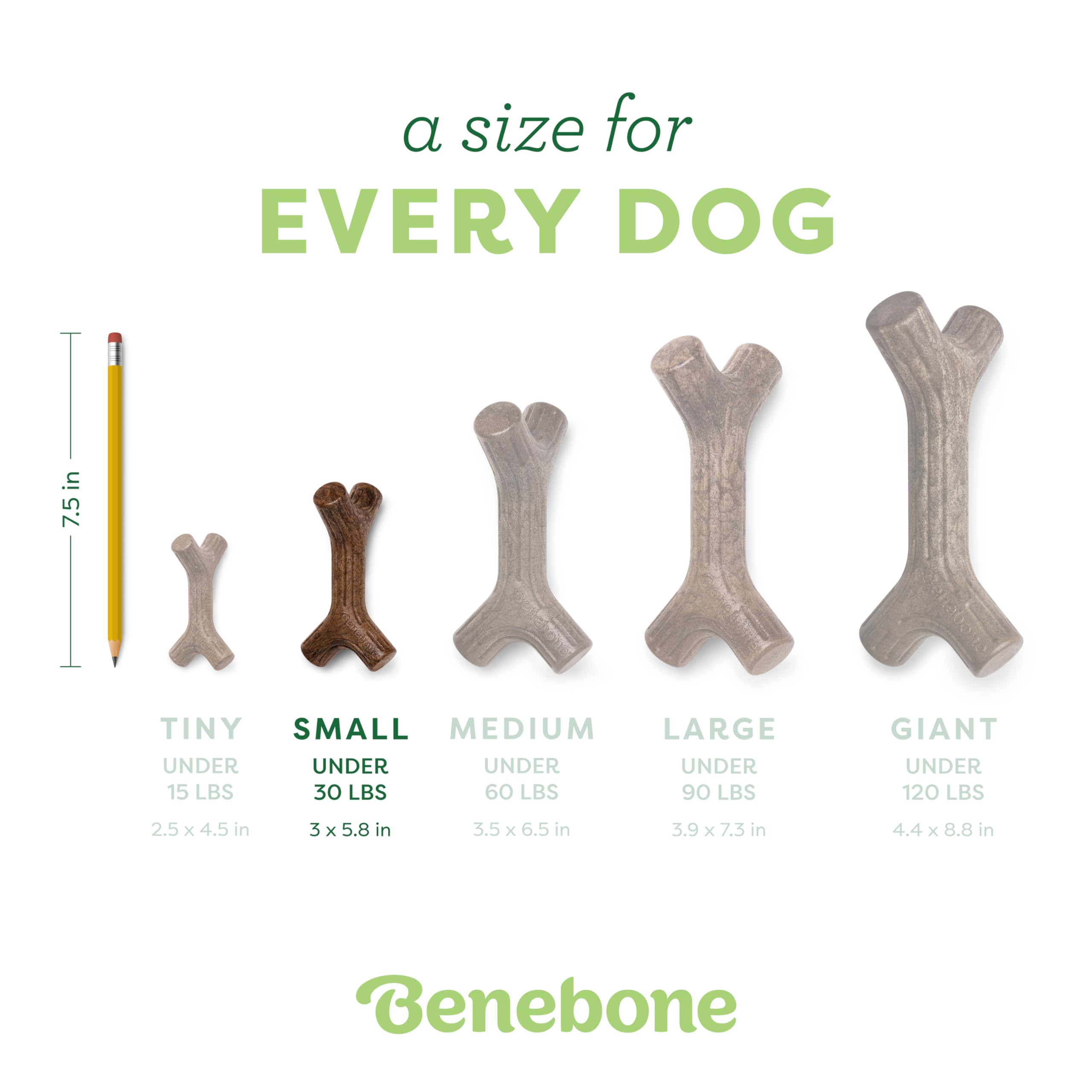 Benebone Bacon Stick Pequeno, hecho en Estados Unidos, garantía de fabricación