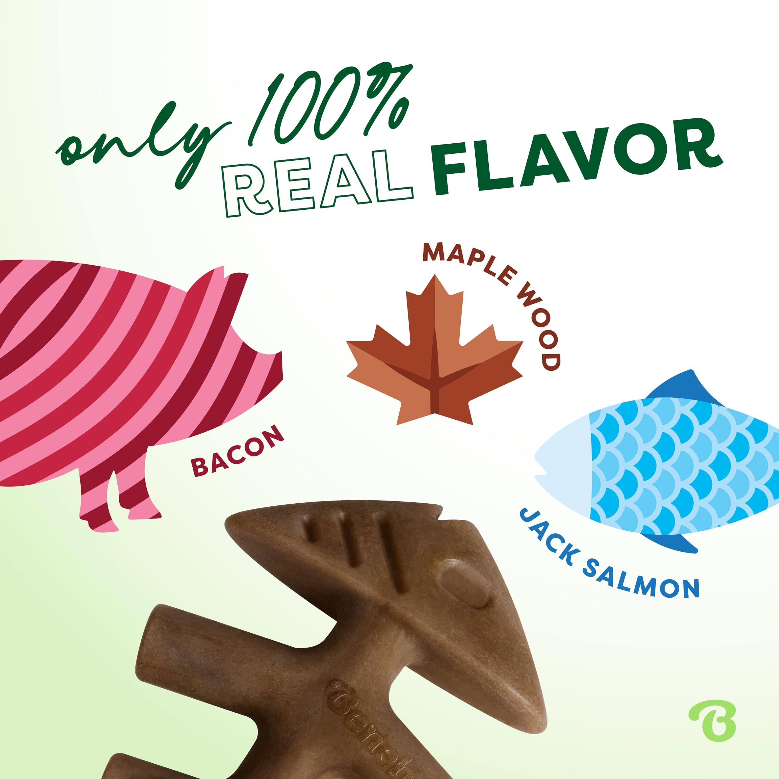 Benebone sabor real de tocino para morder con gusto.