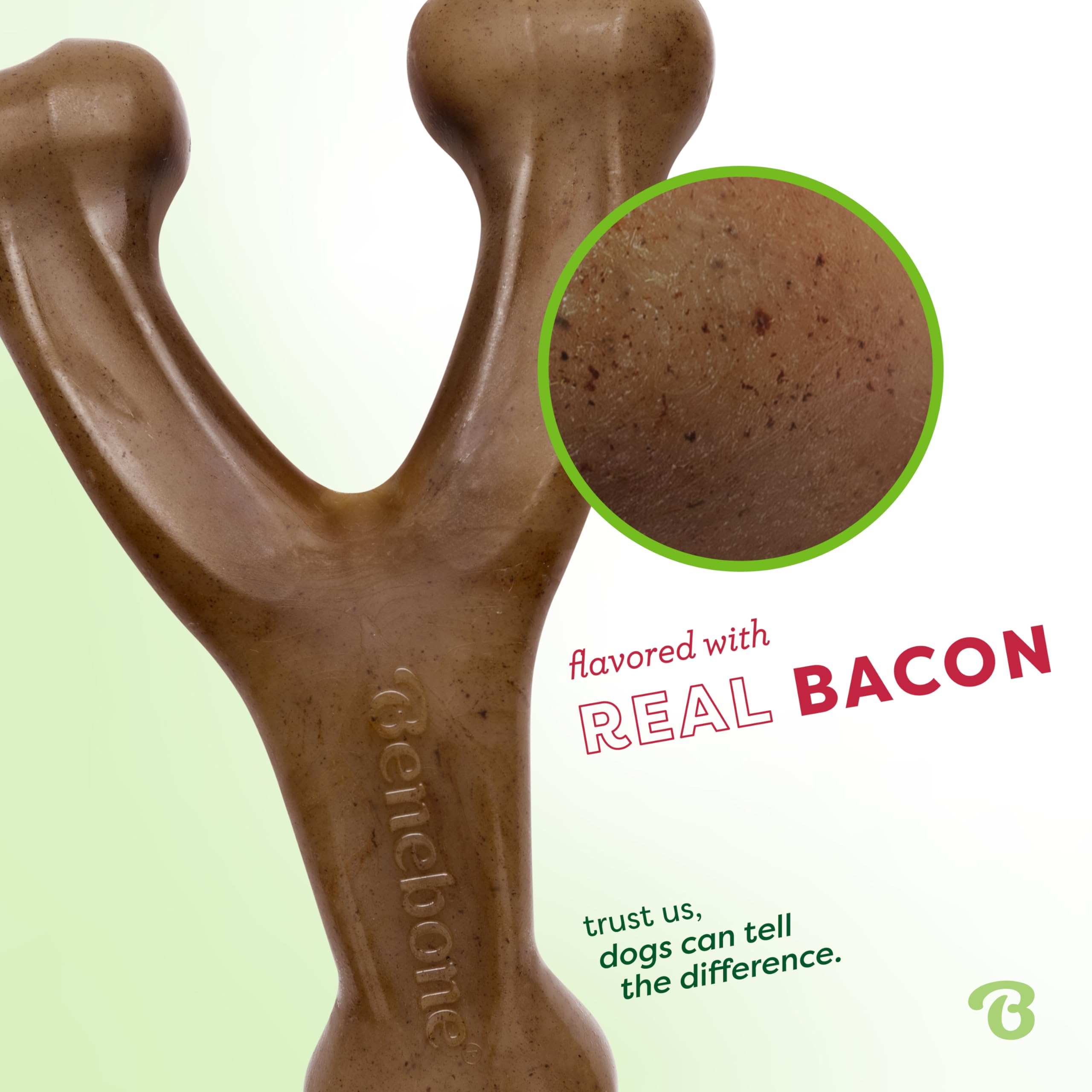 Benebone Wishbone, sabor tocino real para estimular la masticación prolongada.