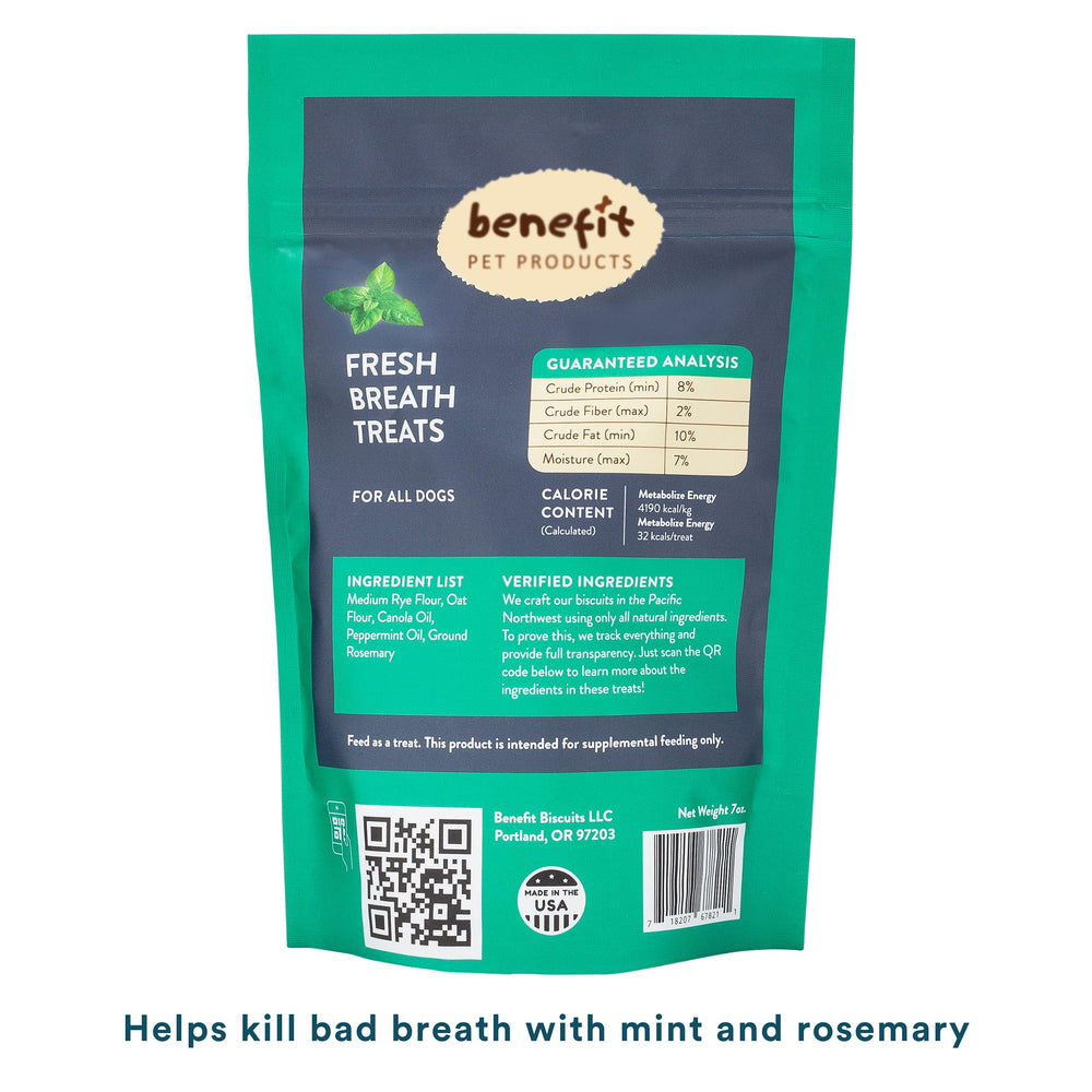 Benefit Biscuits menta, ingredientes visibles en etiqueta, opción saludable.