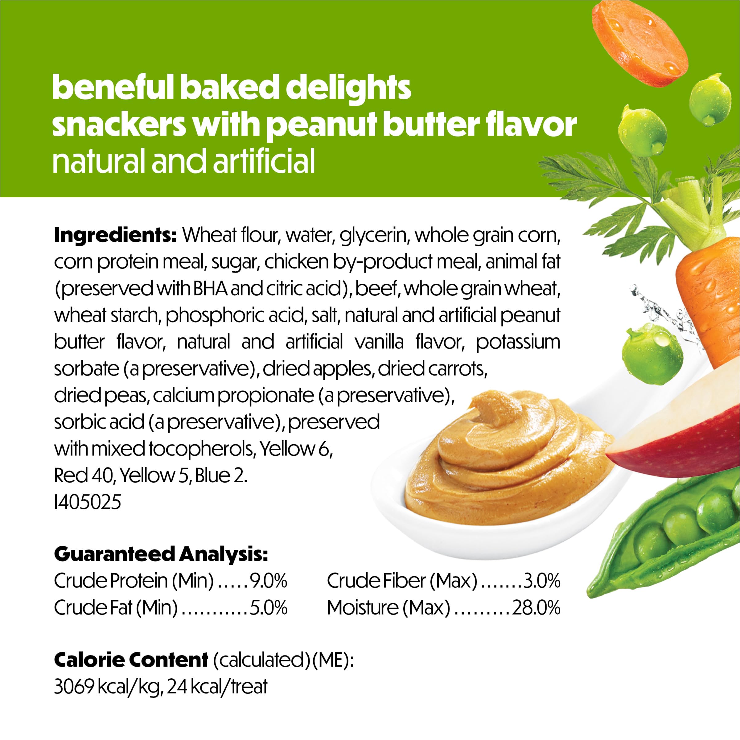 Beneful Snackers con manzanas, zanahorias y guisantes para sabor adicional