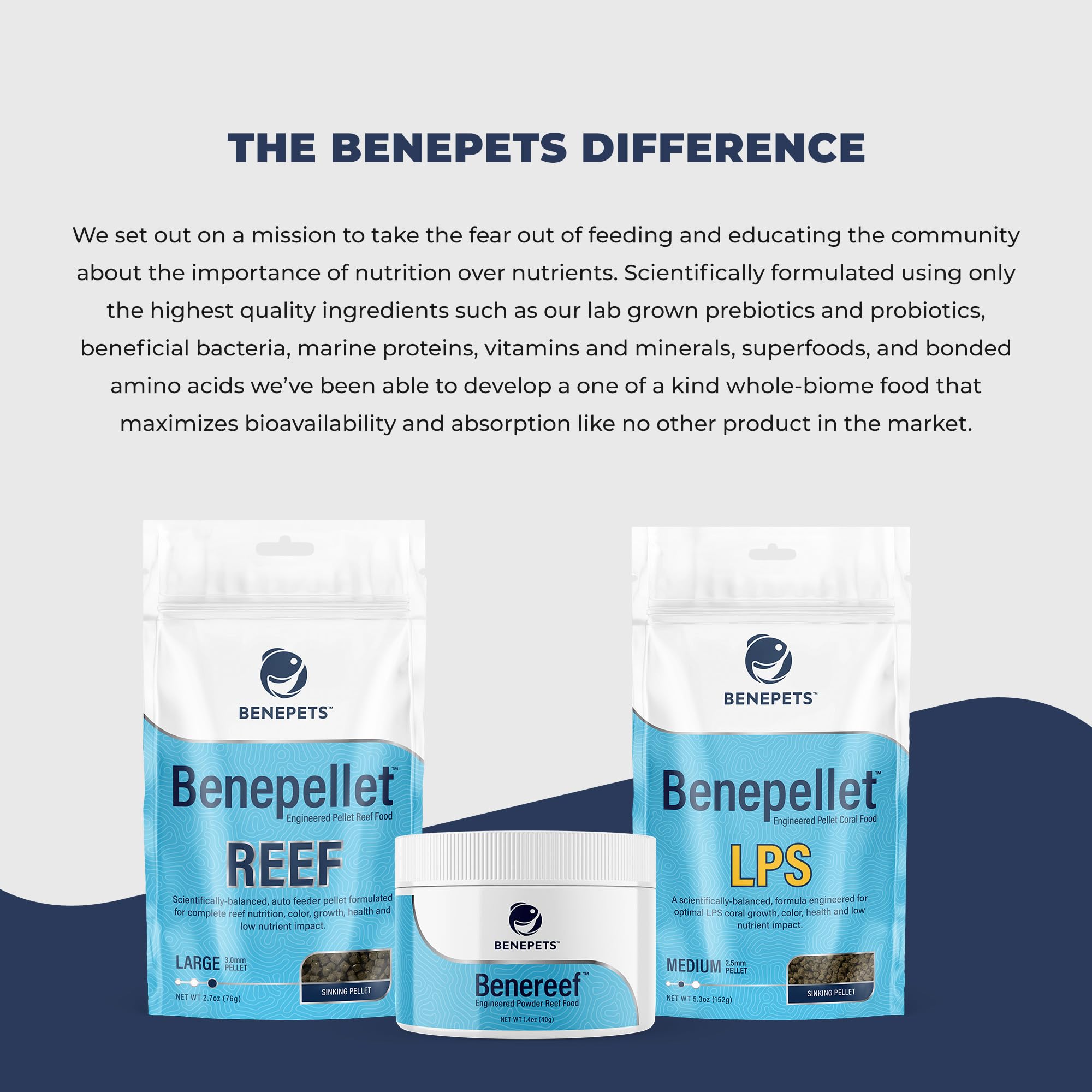Benepets BeneReef Powder, prebióticos y probióticos para apoyo general del arrecife.