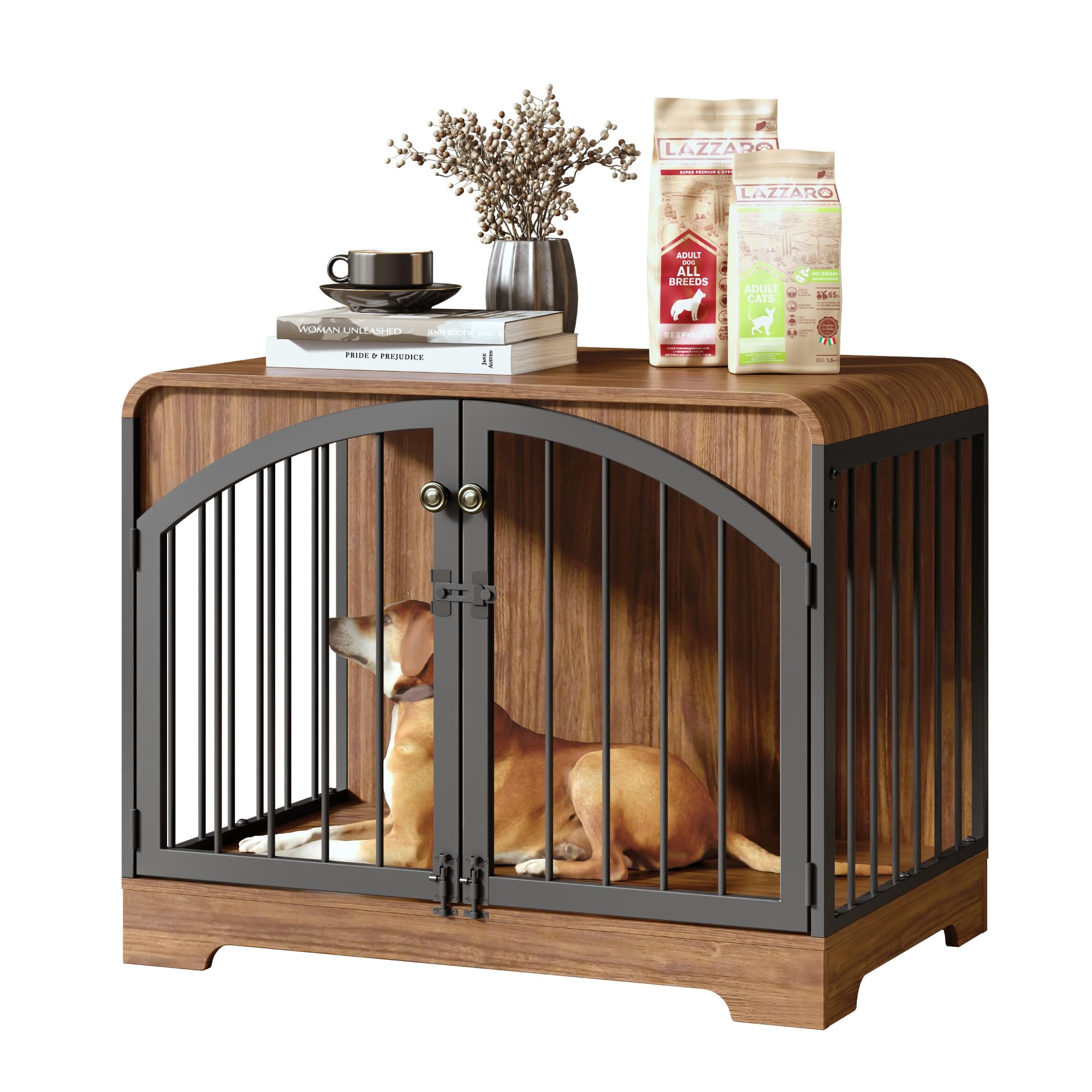 Berenlefe jaula-perro de madera con diseño casa de campo y ventilación 360 grados