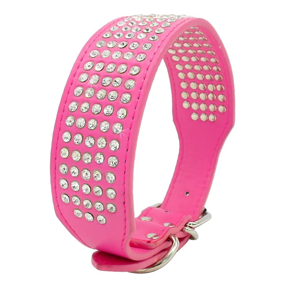 Berry Pet collar de cuero PU rosa con brillos para uso diario