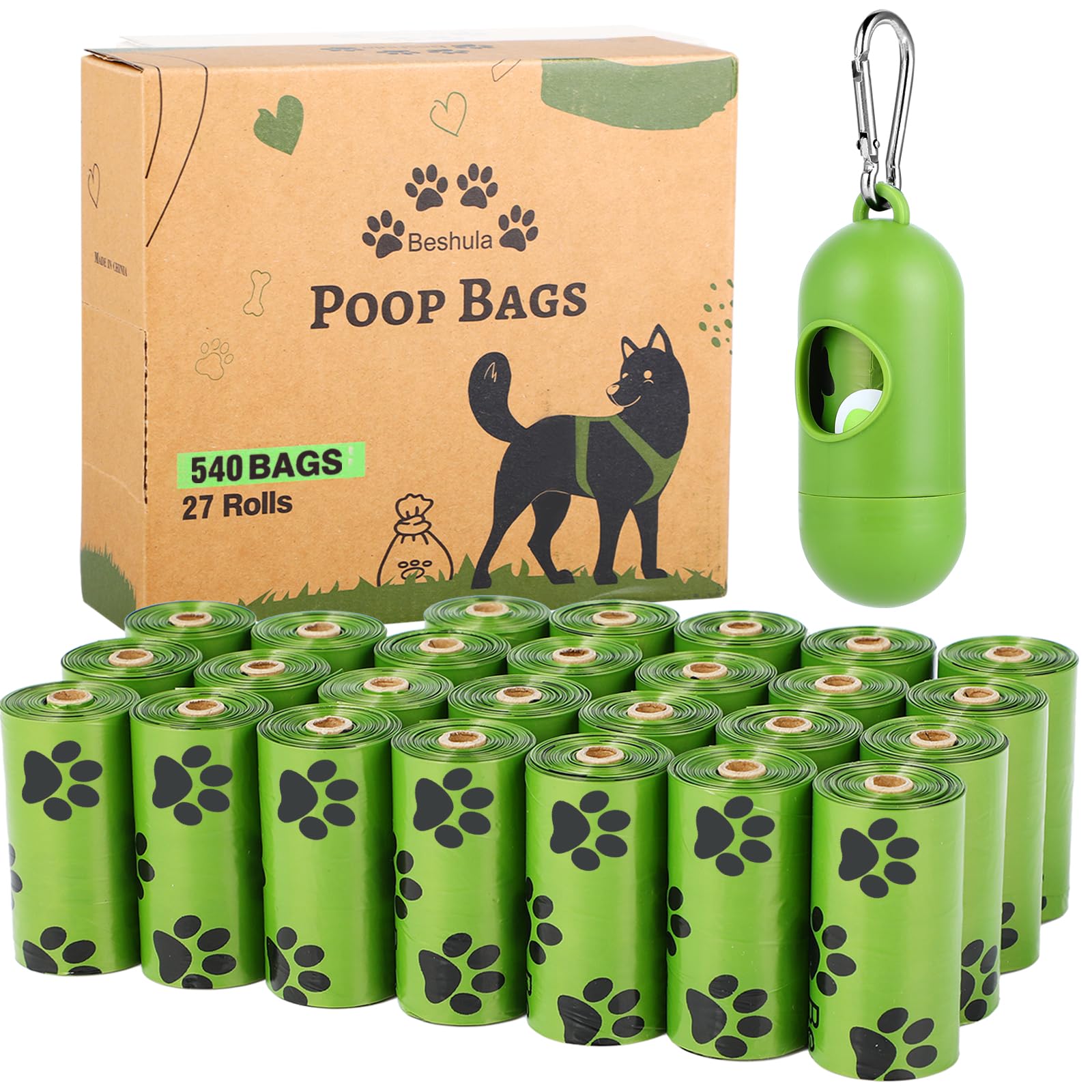 Beshula dispensador de bolsas para perros, práctico para paseos limpios.