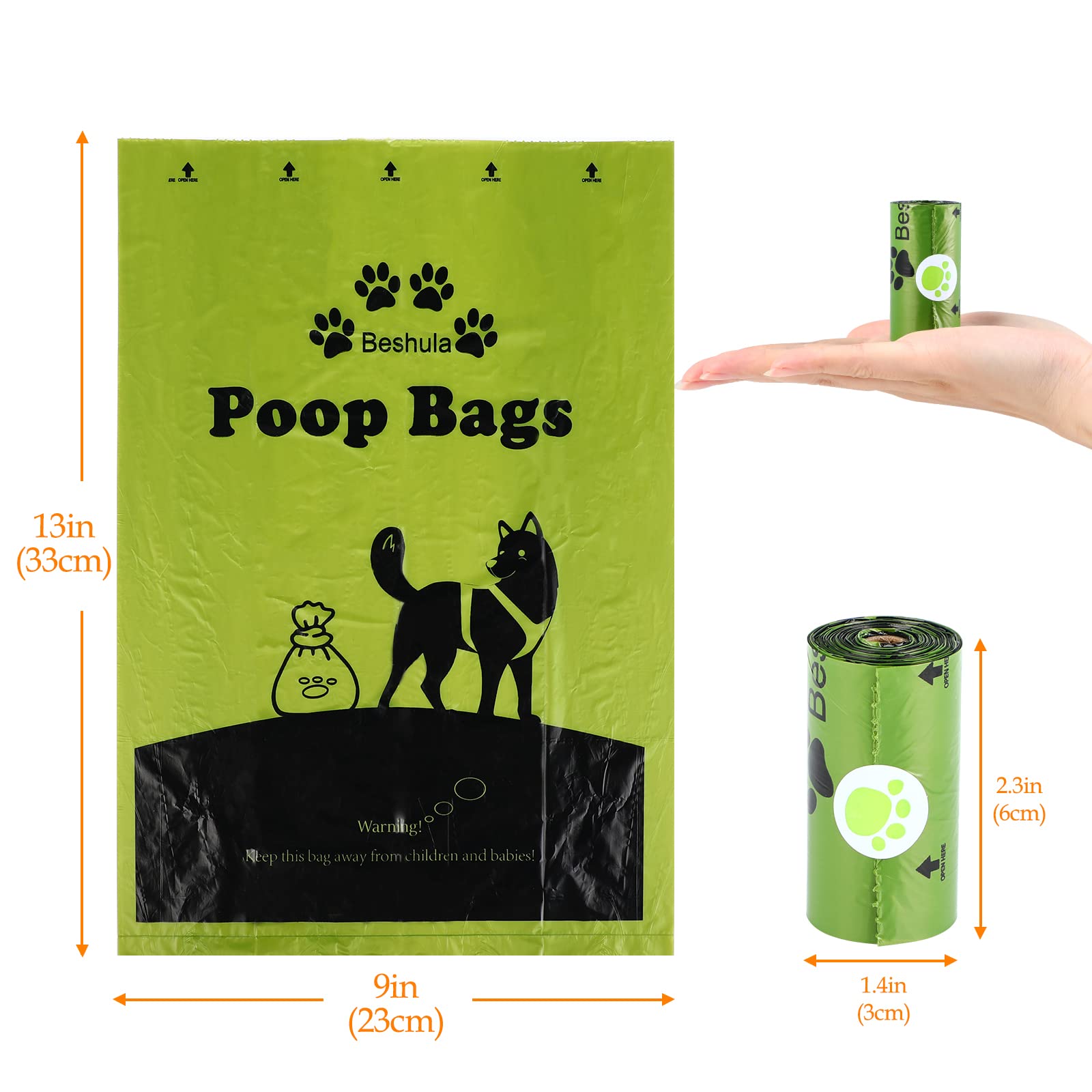 Beshula pack completo de bolsas para perros, 540 unidades en 27 rollos.