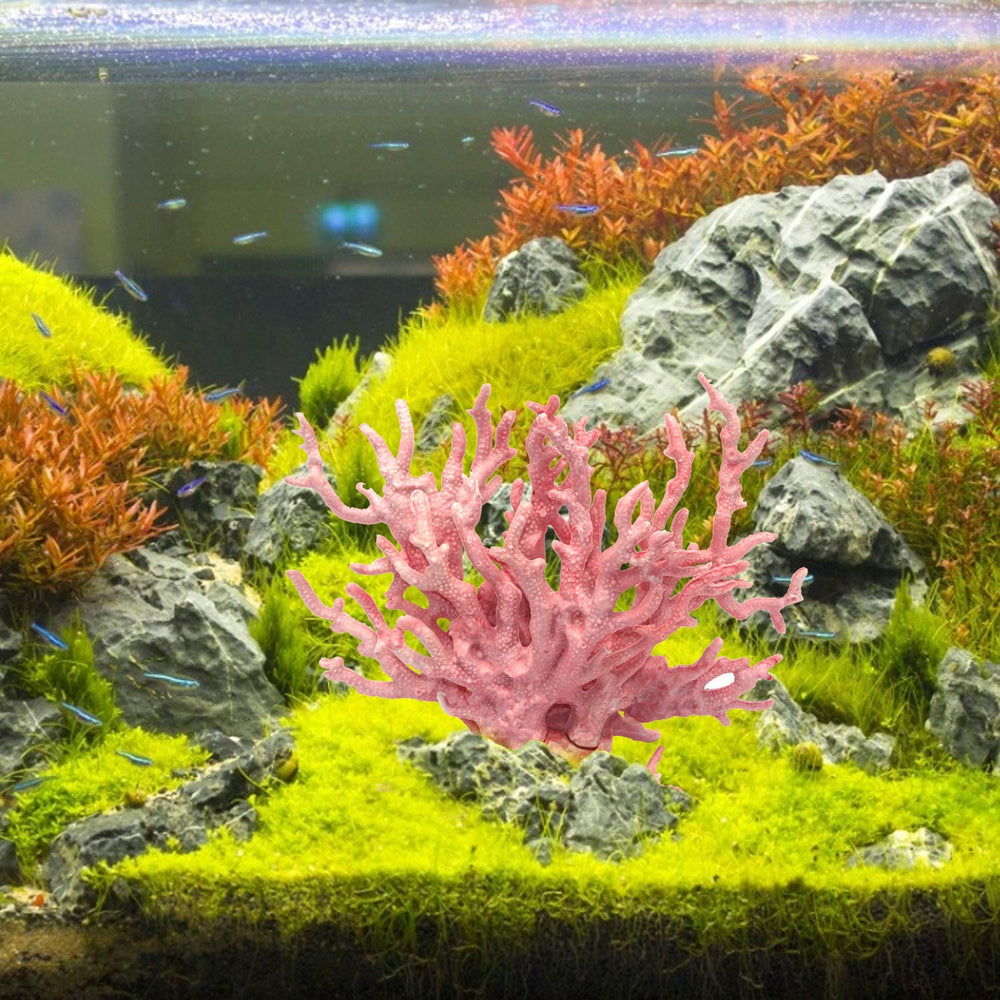 Besimple decoracion acuario coral rosa, color vibrante sin mantenimiento.