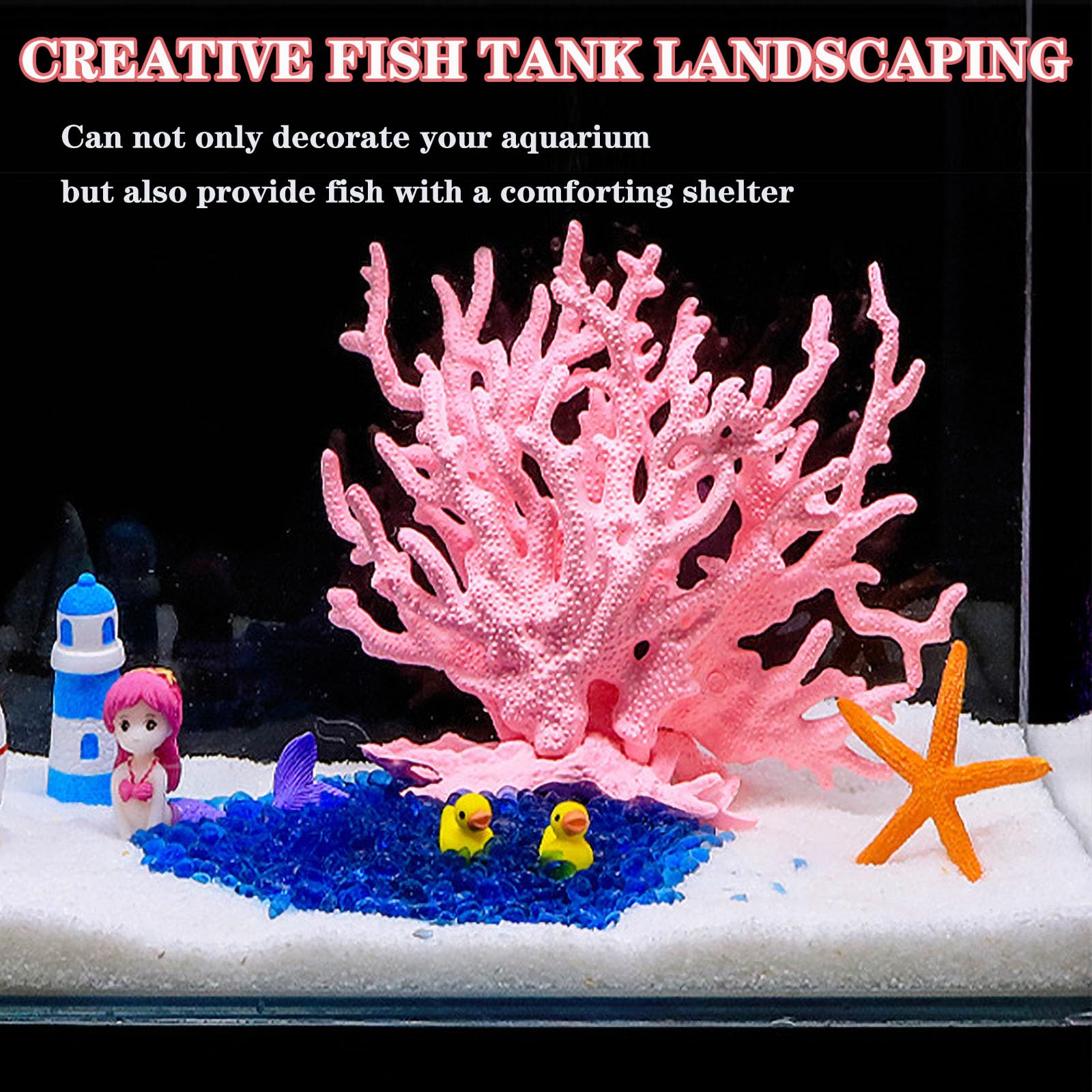 Besimple ornamento coral artificial para acuario, rosa, añade color y estructura.