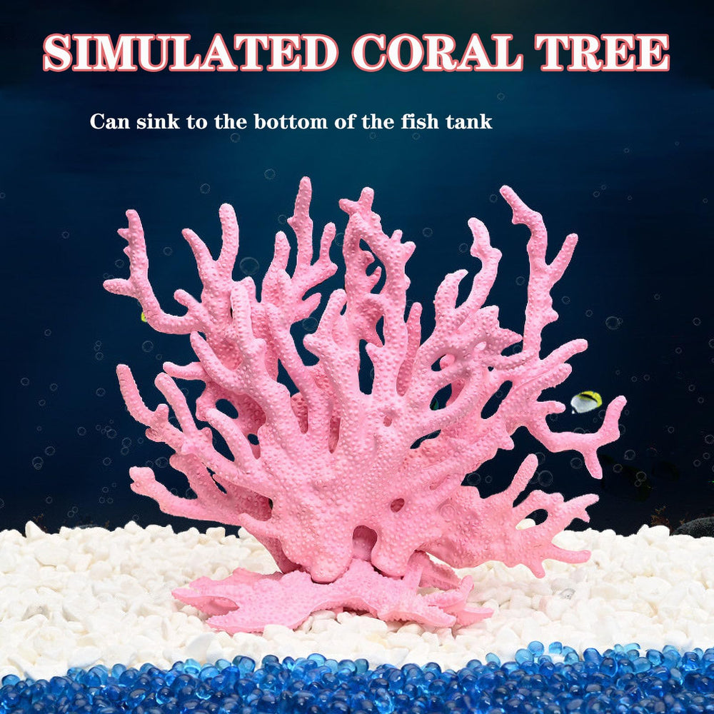 Besimple planta artificial para acuario de resina, rosa, fácil limpieza.
