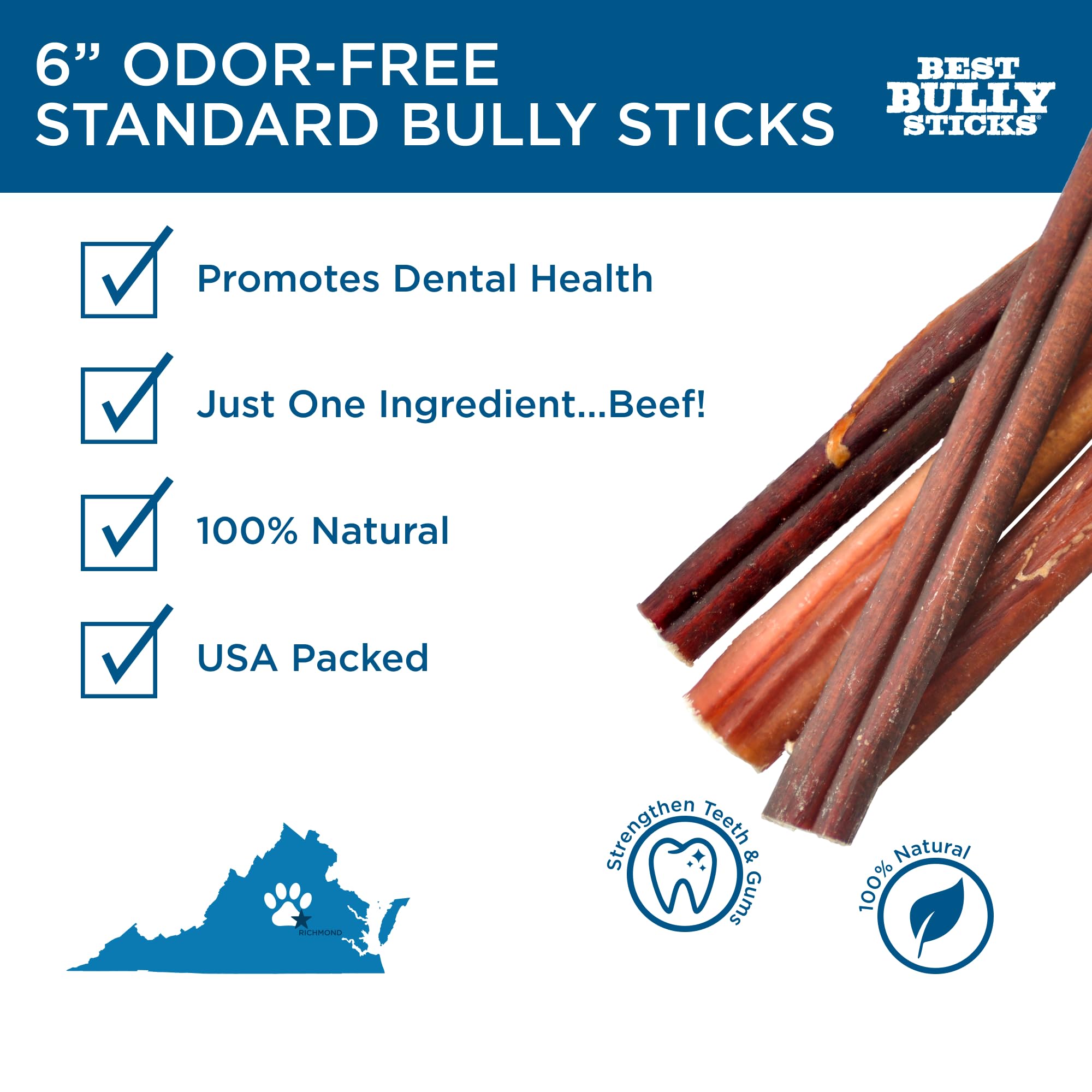 Best Bully Sticks: bastones de 6 pulgadas, duraderos, para perros de razas grandes