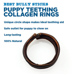 Best Bully Sticks: cachorros masticando un anillo de dentición, opción natural de colágeno bovino.