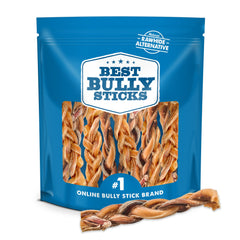 Best Bully Sticks masticables trenzados de 6 pulgadas para perros grandes, ayuda dental suave