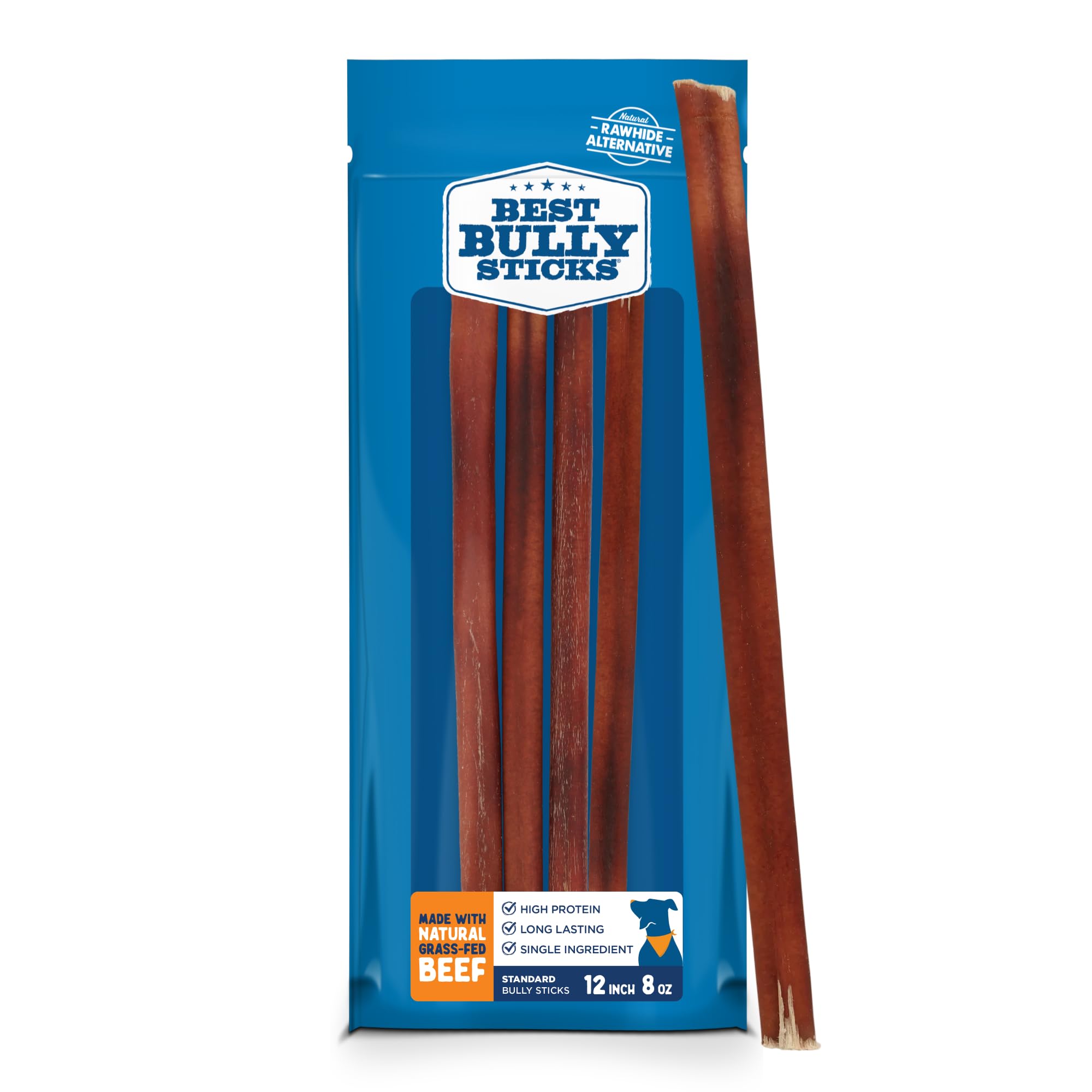 Best Bully Sticks palitos de 12 pulgadas para perros grandes, sabor natural.
