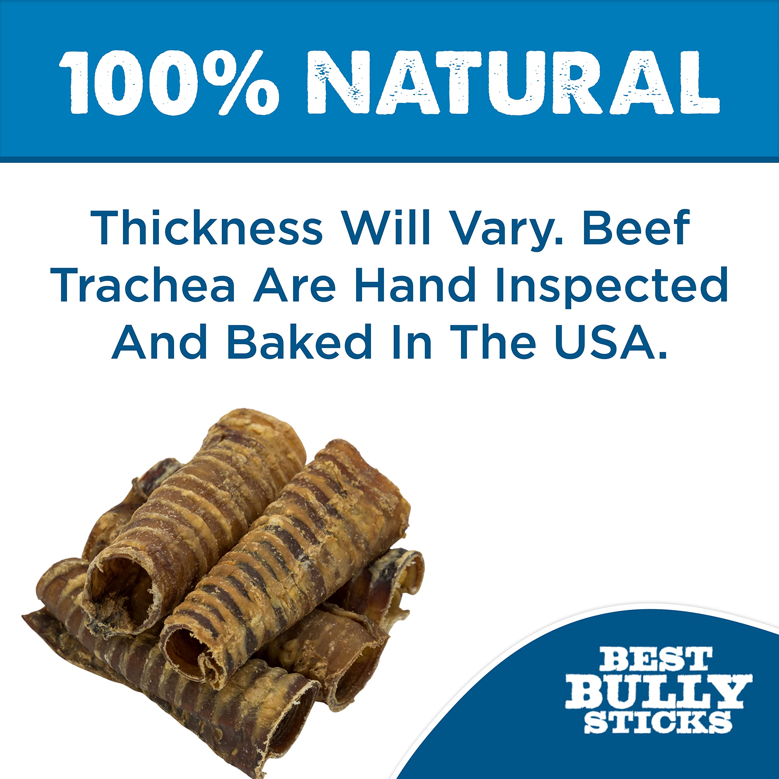 Best Bully Sticks tráquea de res, acercamiento, favorece masticación lenta y satisfactoria