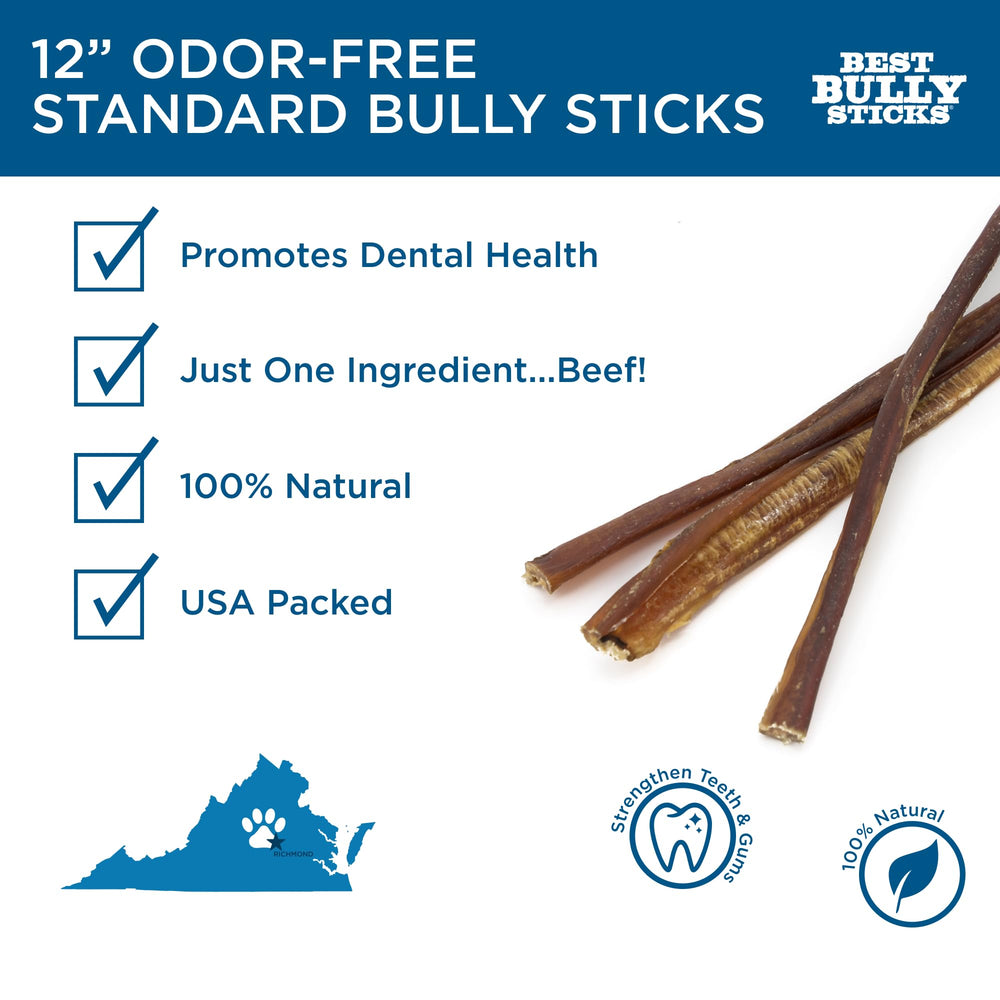 Best Bully Sticks de res pastura natural, sabor auténtico y consumo de alta calidad.