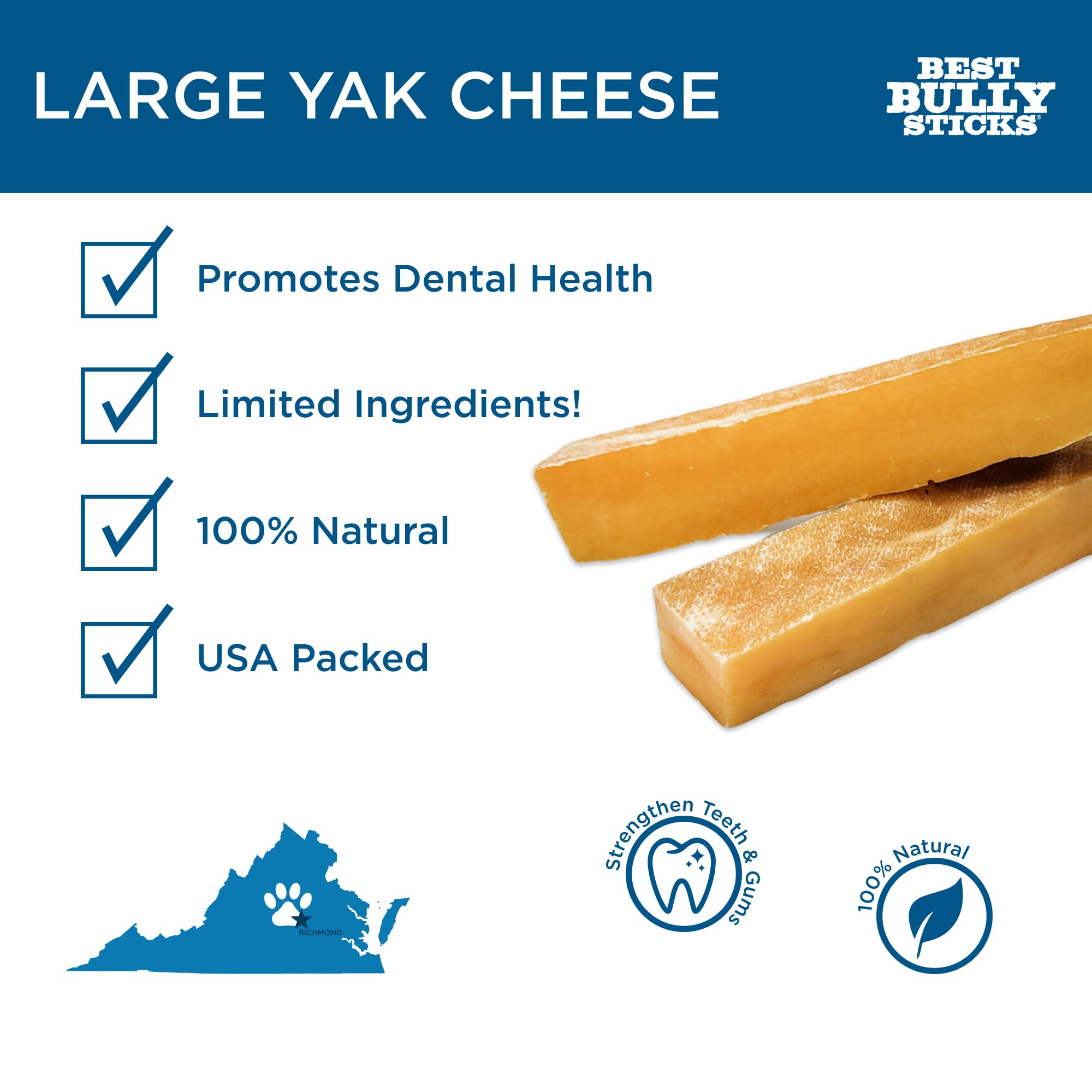 Best Bully Sticks Queso de Yak Himalayo grande 4 unidades, masticación prolongada