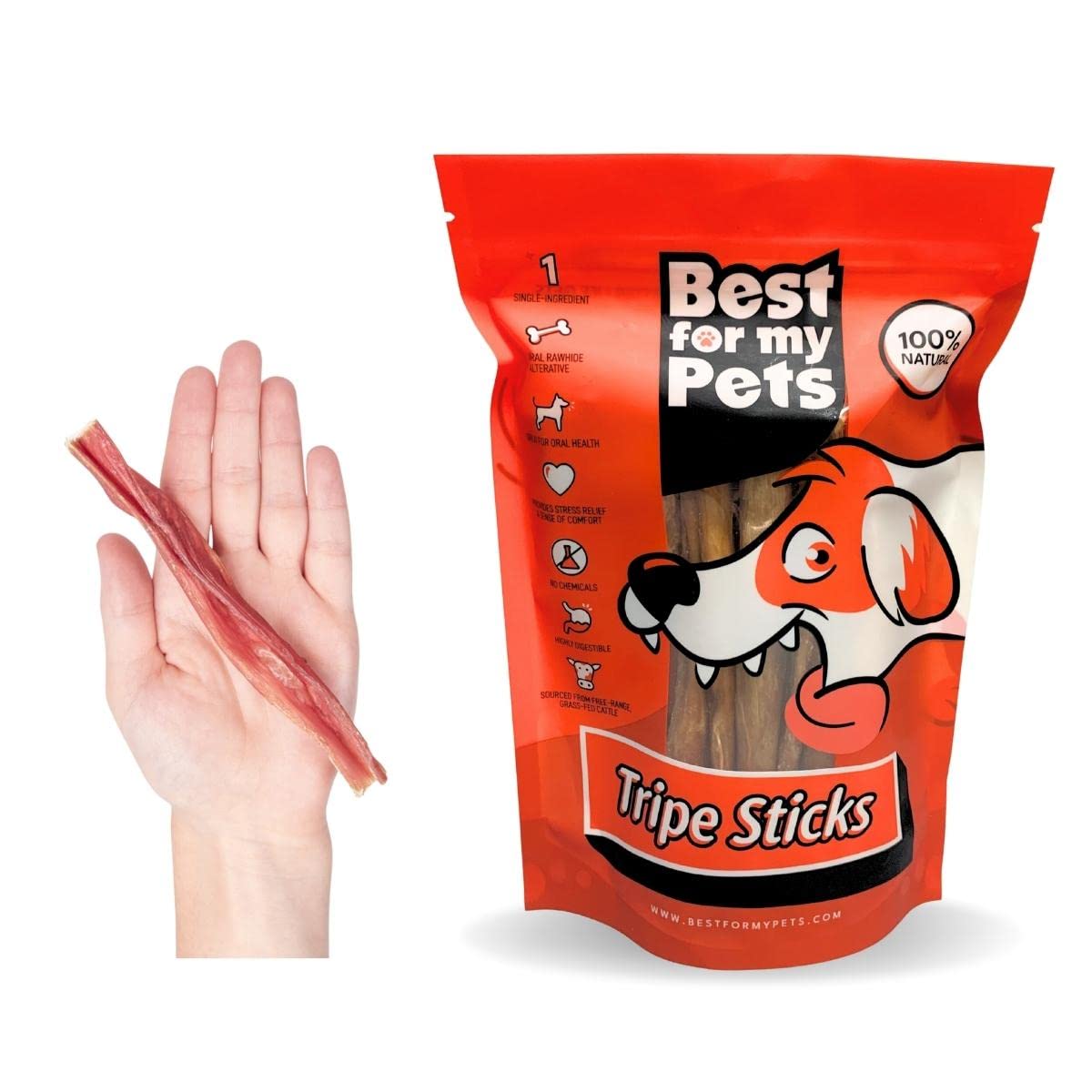 Best For My Pets Tripe Sticks para perros de 5 pulgadas, limpieza dental
