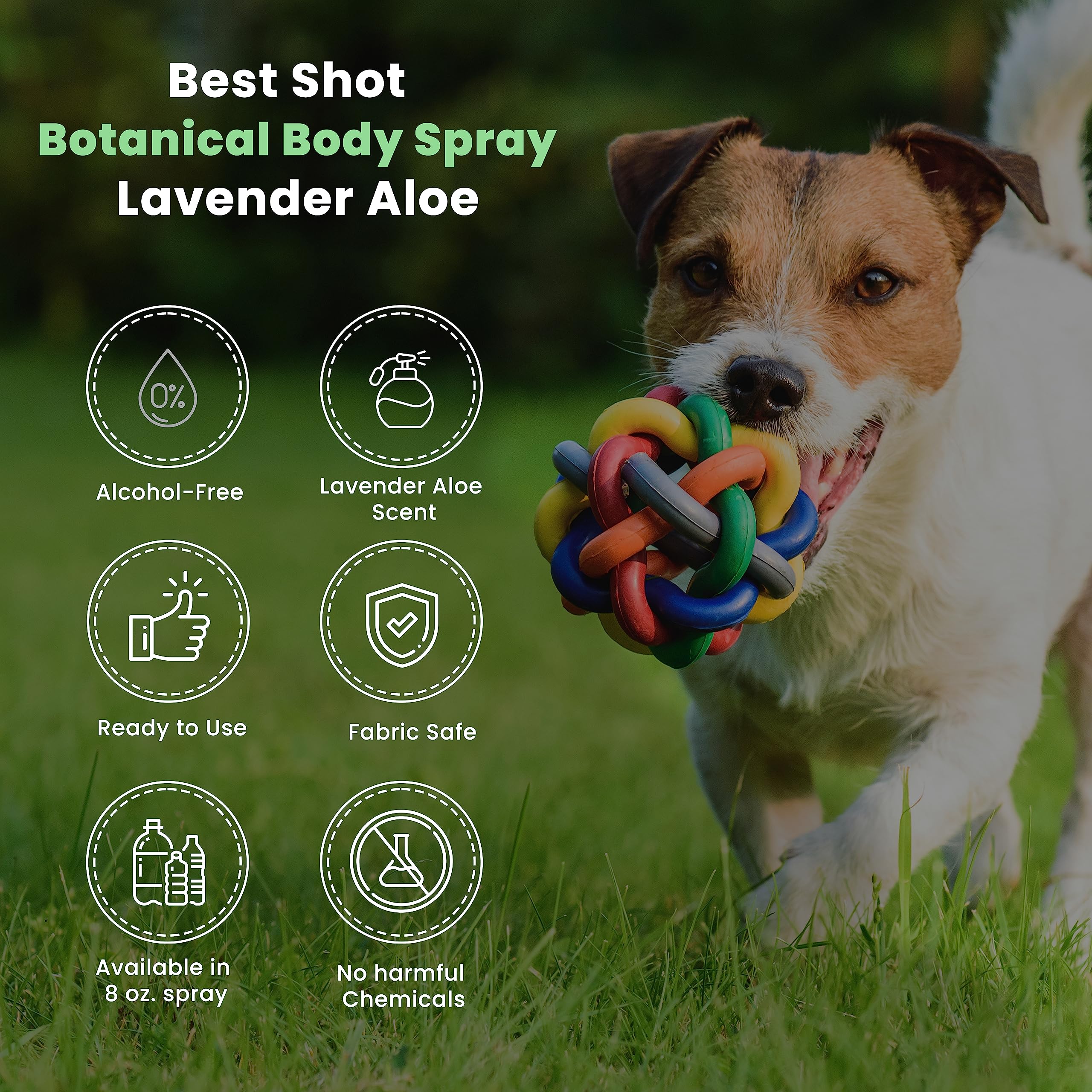 Composición botánica de Best Shot Scentament Spa con camomila para cuidado suave.