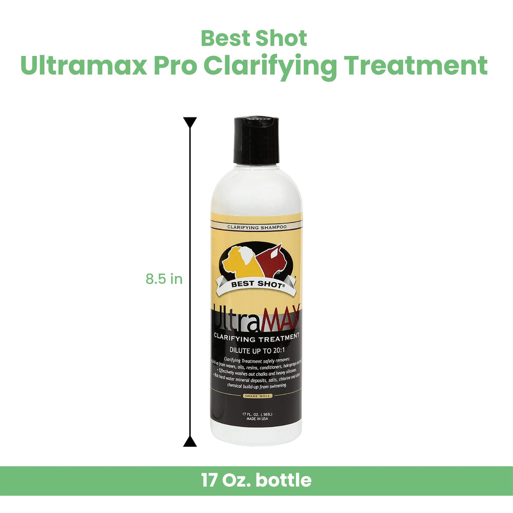 Best Shot Ultramax Pro Clarifying Champú espuma: aplicación suave para pelaje brillante.