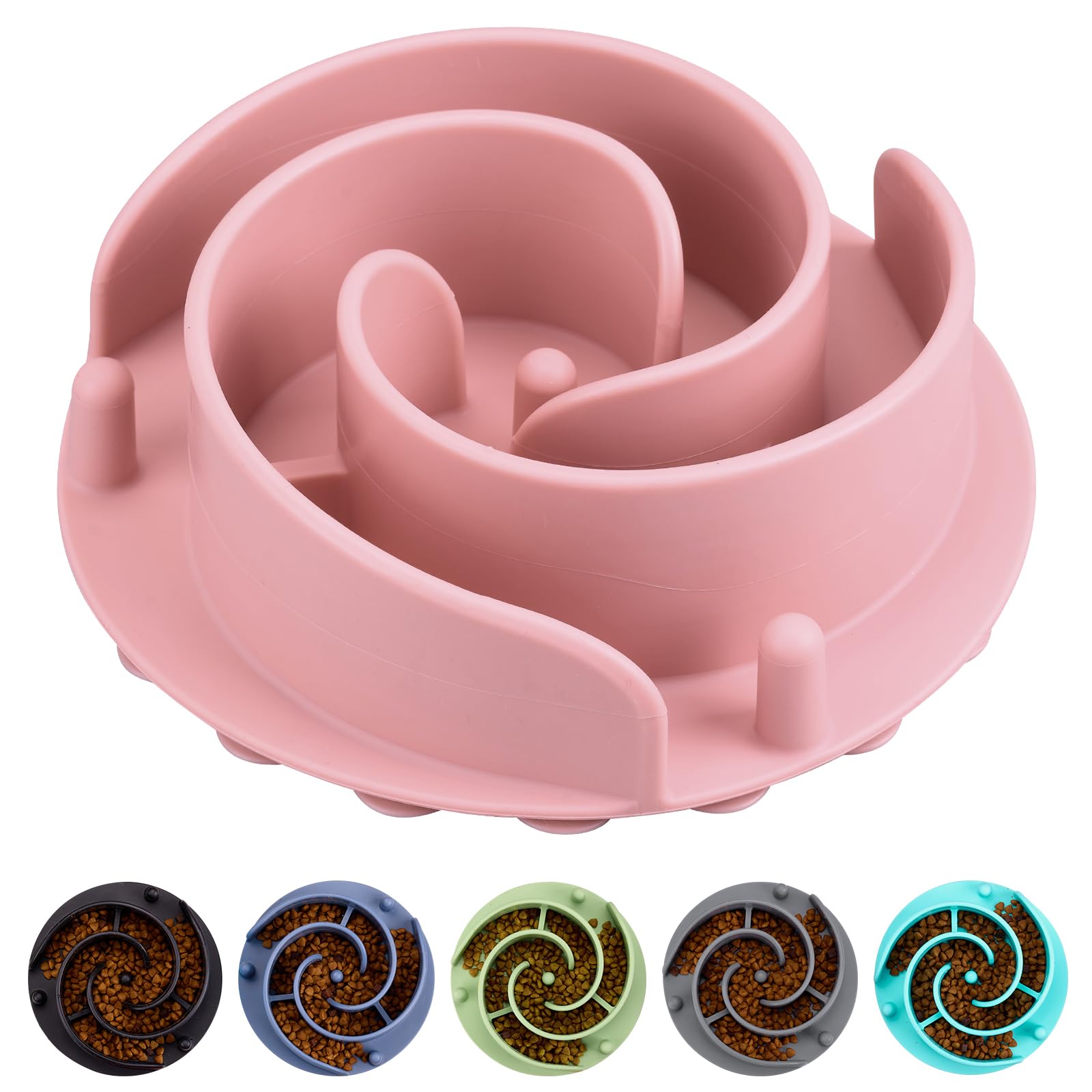 Bestalk inserto comedero lento para perro rosa, mejora ritmo suave al comer