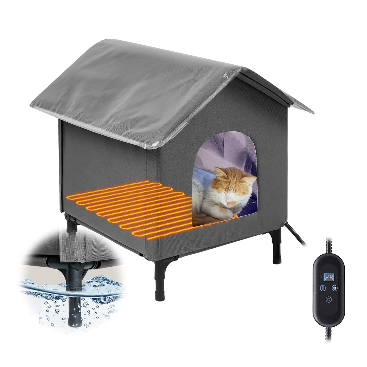 Bestier casa para gatos calefactada exterior, refugio cálido para felinos al aire libre.