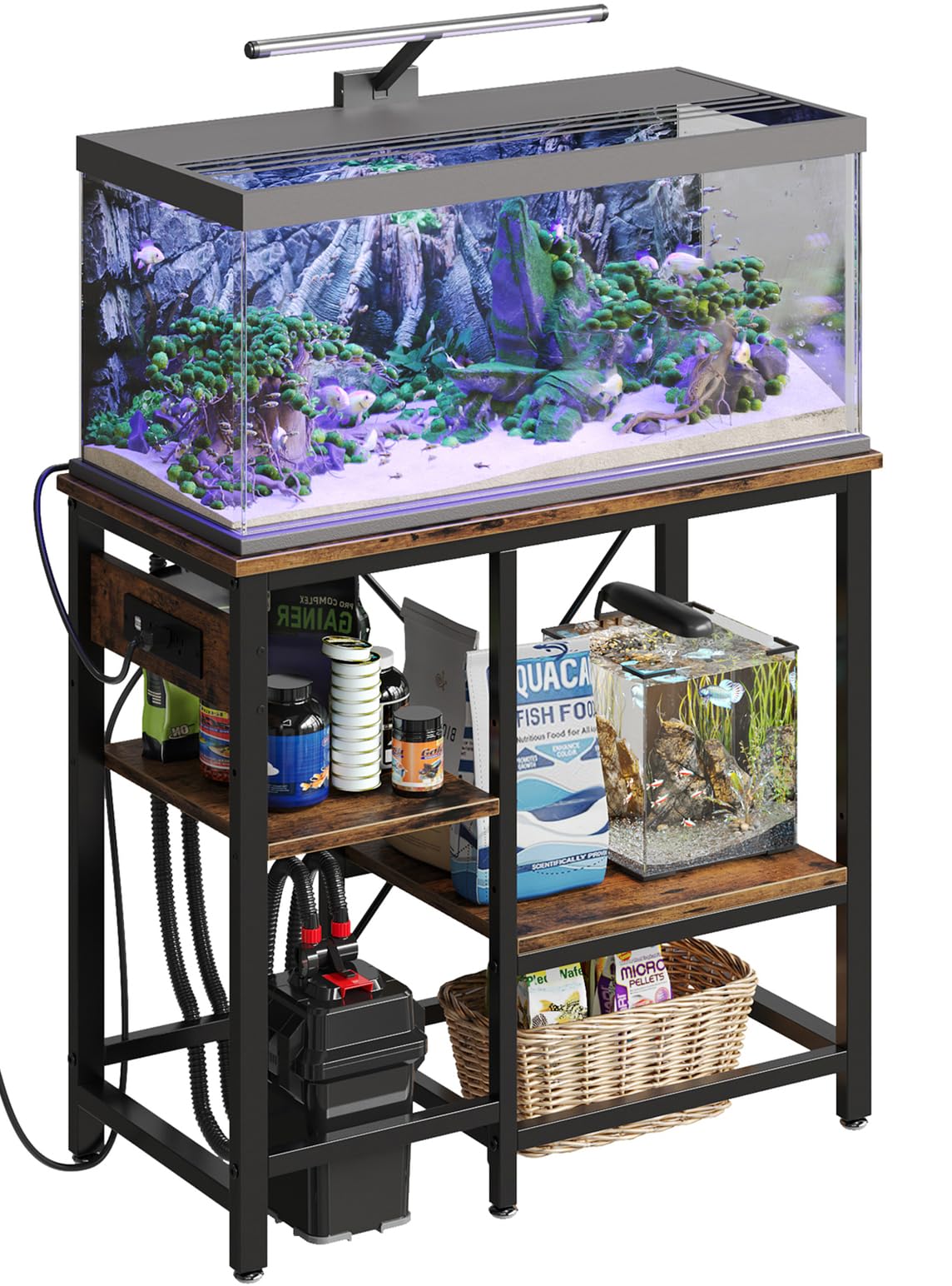 Bestier soporte acuario de metal con seis patas para mayor estabilidad.