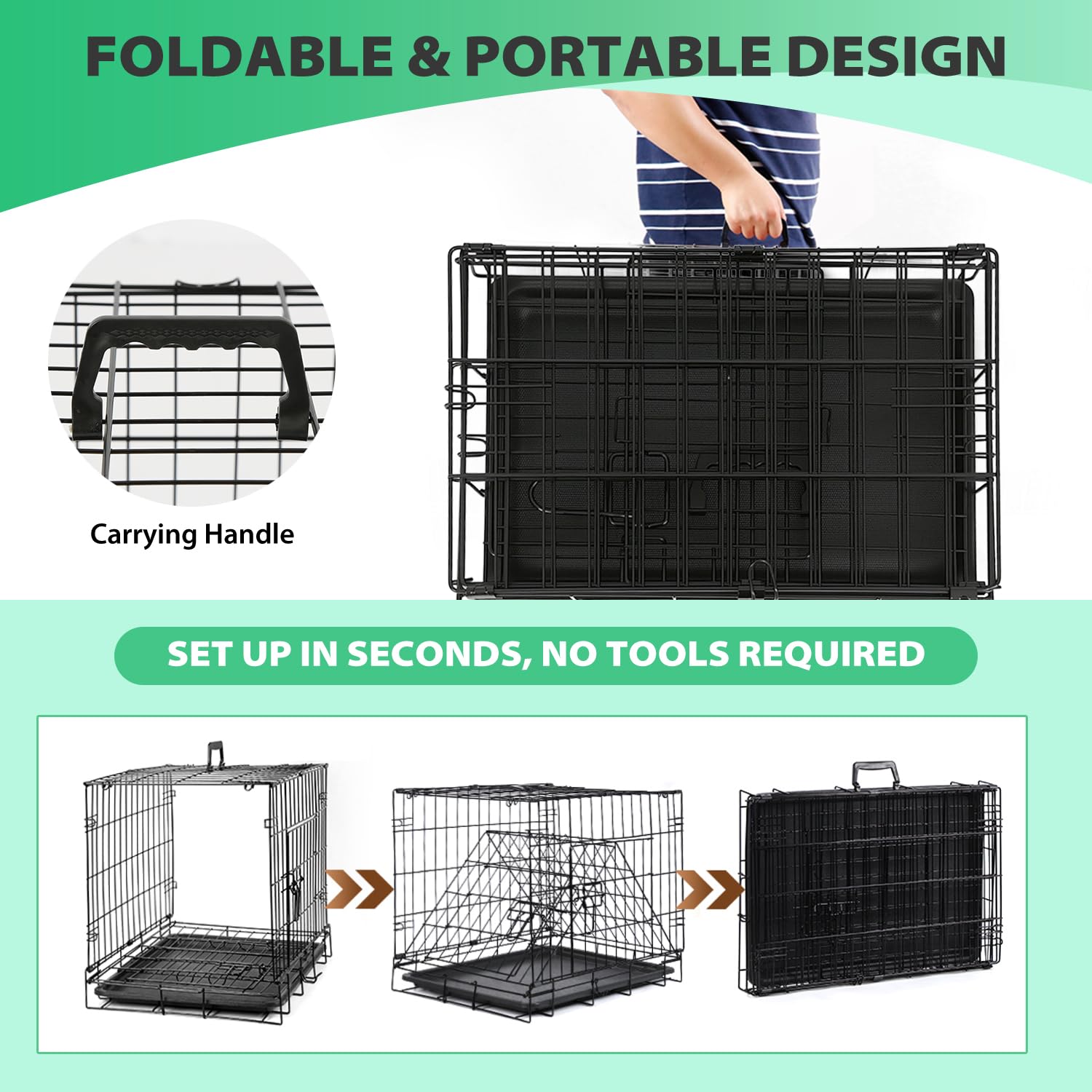 BestPet estructura plegable para jaula de 18 pulgadas, transporte cómodo