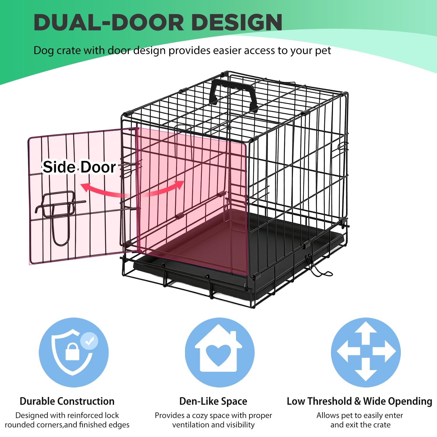 BestPet jaula para perros 18 pulgadas, puerta frontal abierta para carga y supervisión