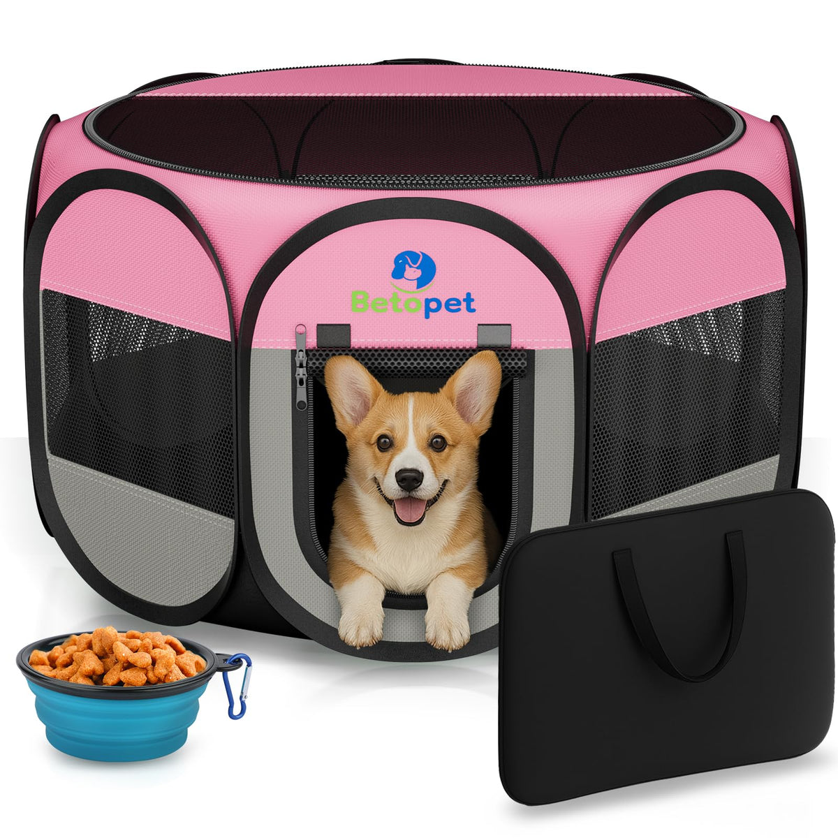 BETOPET jaula de juego plegable para mascotas, perfecta para uso interior y exterior.
