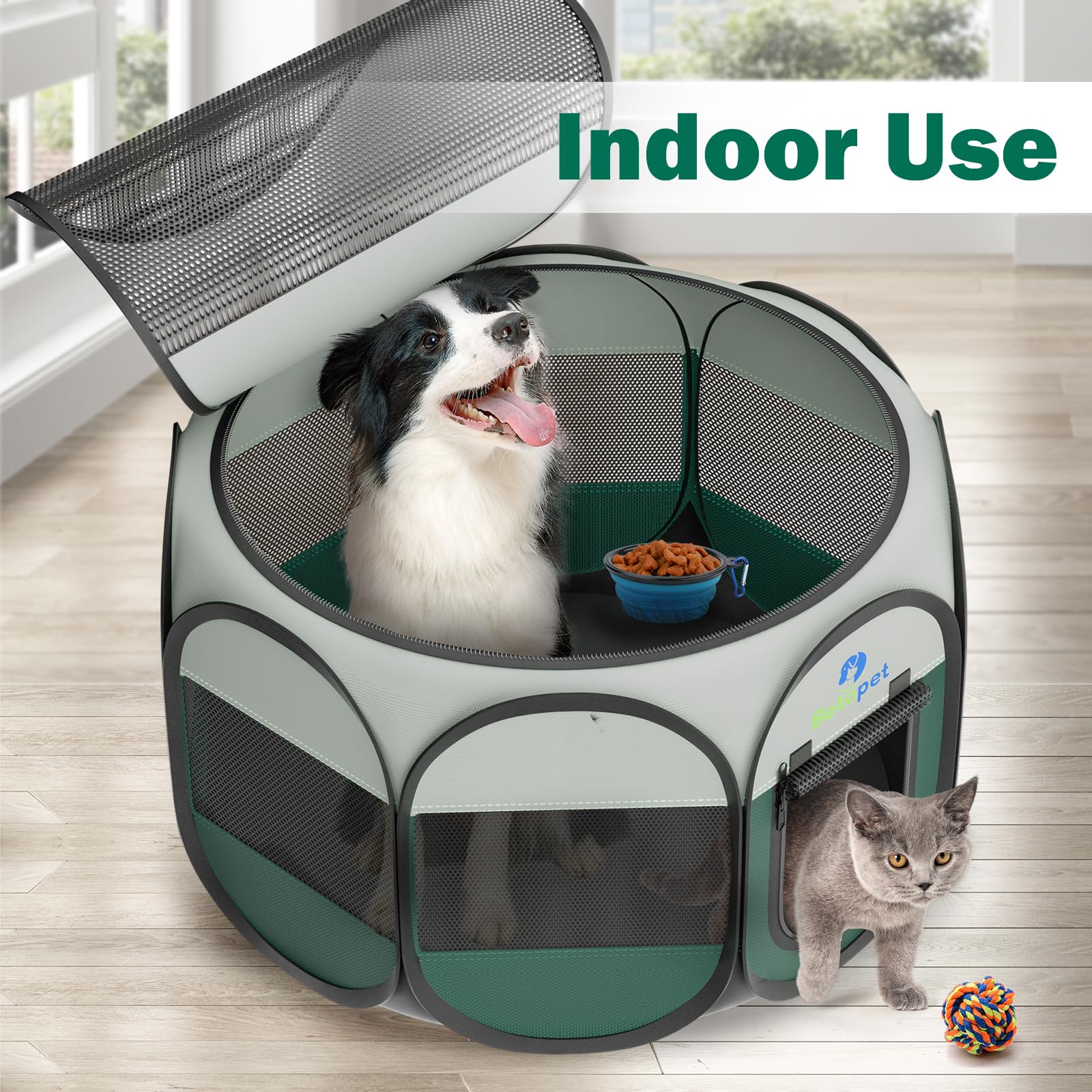 BETOPET Playpen bolsa de transporte incluida para viajar con facilidad.