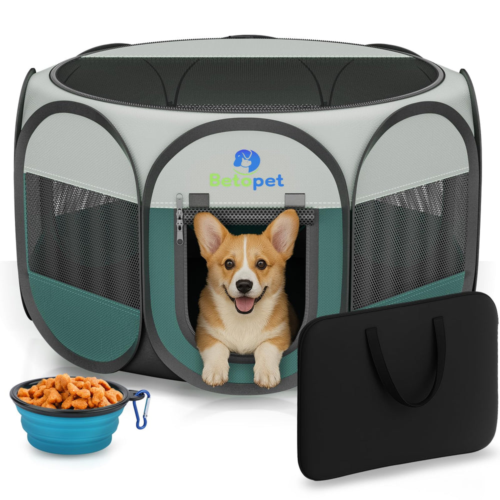 BETOPET Playpen jaula-juego compacta verde para mascotas pequeñas, ideal para casa.