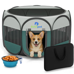 Betopet Corral de juego con puerta de malla 360 para vigilar y mantener seguro.