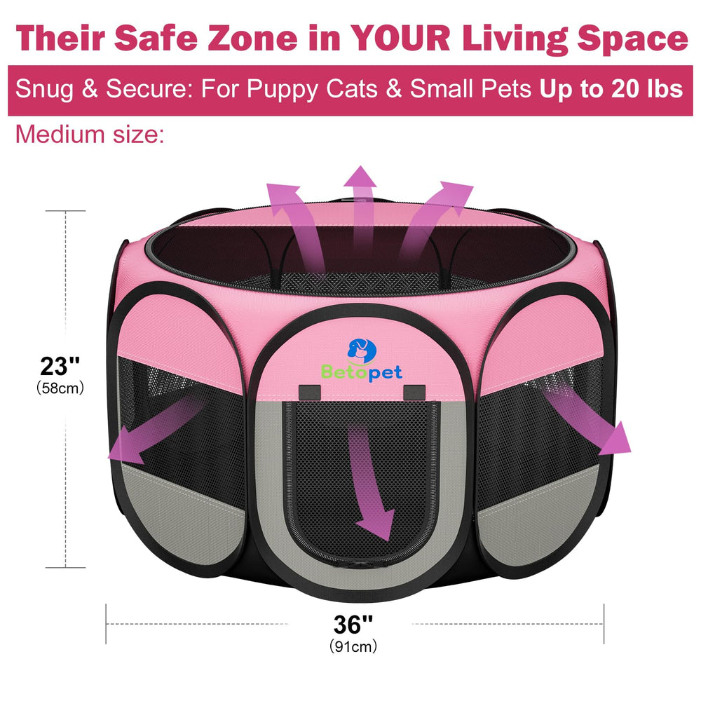 Betopet Playpen con puertas de cremallera para entrada y salida simples