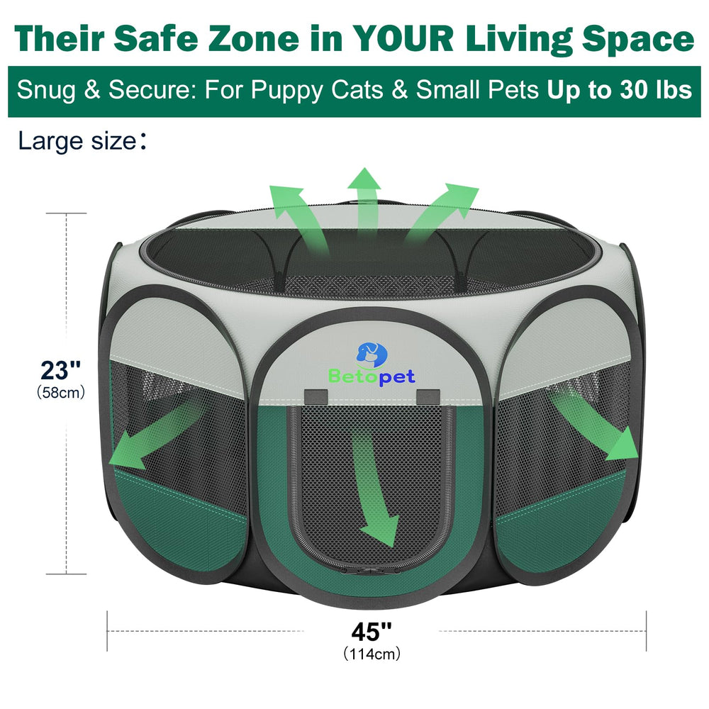 BETOPET Playpen techo removible de malla para ventilación al aire libre.