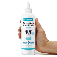 Curaseb de BEXLEY LABS, limpieza de orejas para perro, alivia irritación y reduce residuos.