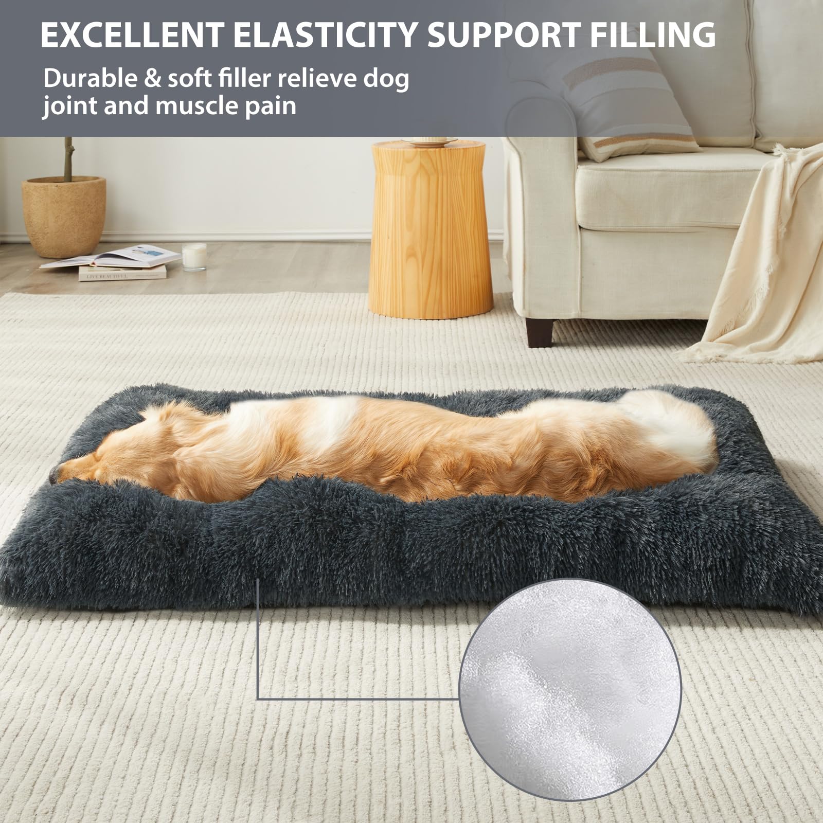 Cama BFPETHOME con relleno mullido para apoyo cómodo en articulaciones.