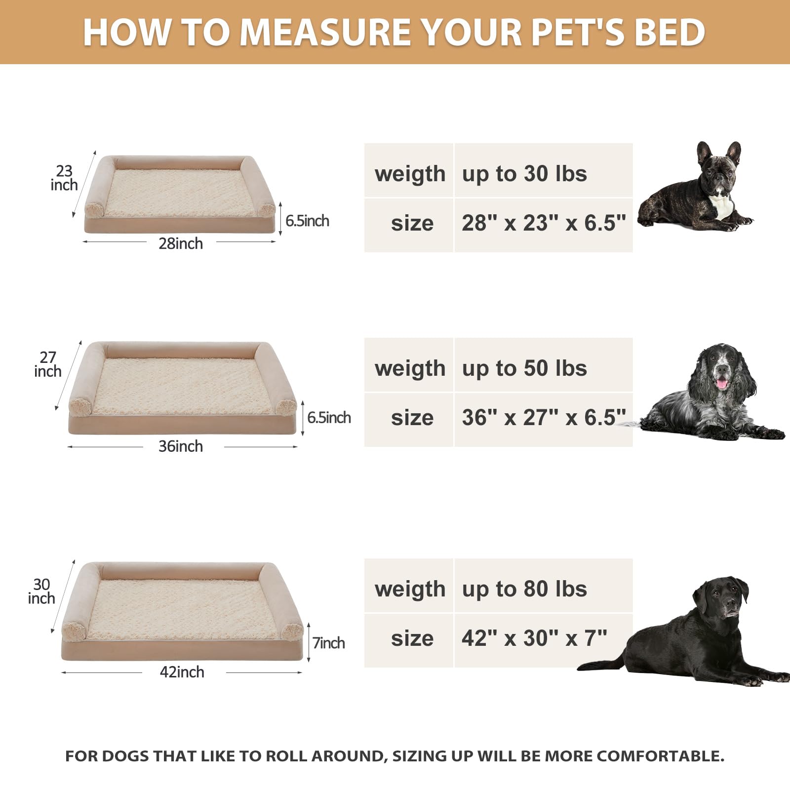 Cama XL de 42x30x7 pulgadas BFPETHOME, ideal para perros grandes.