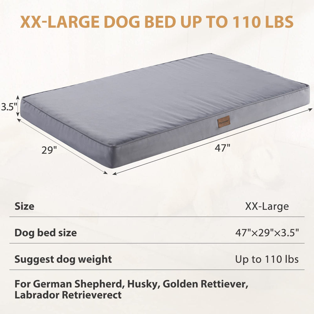 Cama grande BFPETHOME 47x29 pulgadas, gris, con espacio para estirarse.