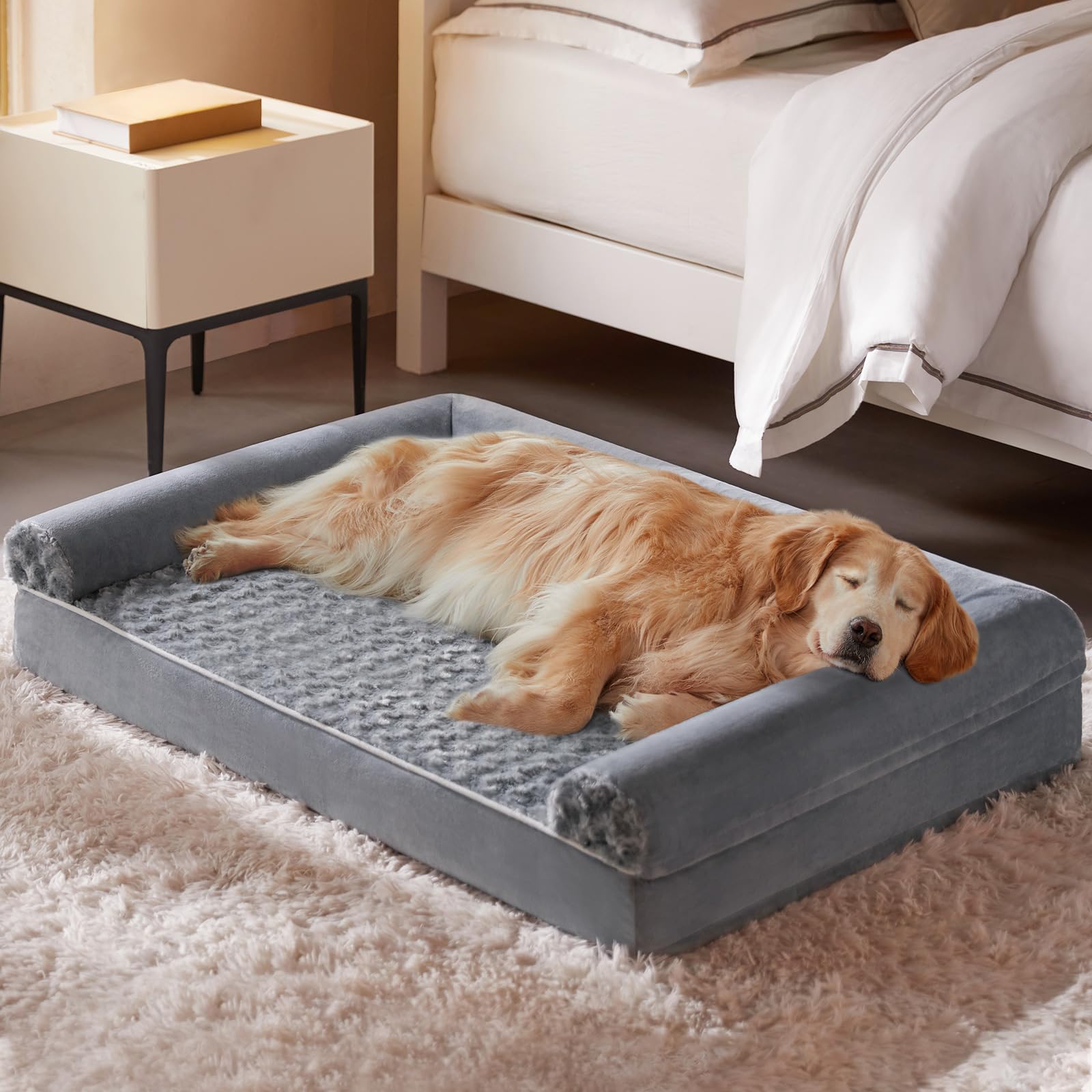Cama ortopédica para perro grande, soporte cómodo y estable de BFPETHOME