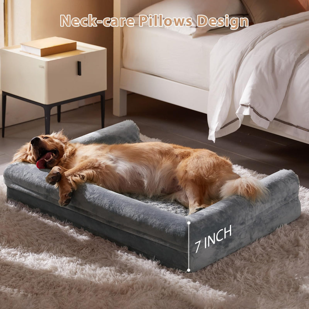 Cama BFPETHOME para perro grande con tejido rosa suave para descanso calmante.