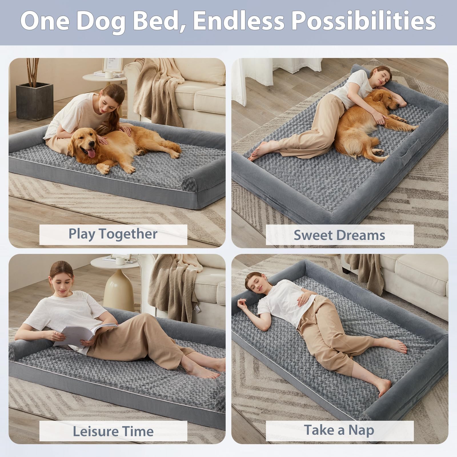 Dimensiones 137x91x18 cm de BFPETHOME para perros grandes