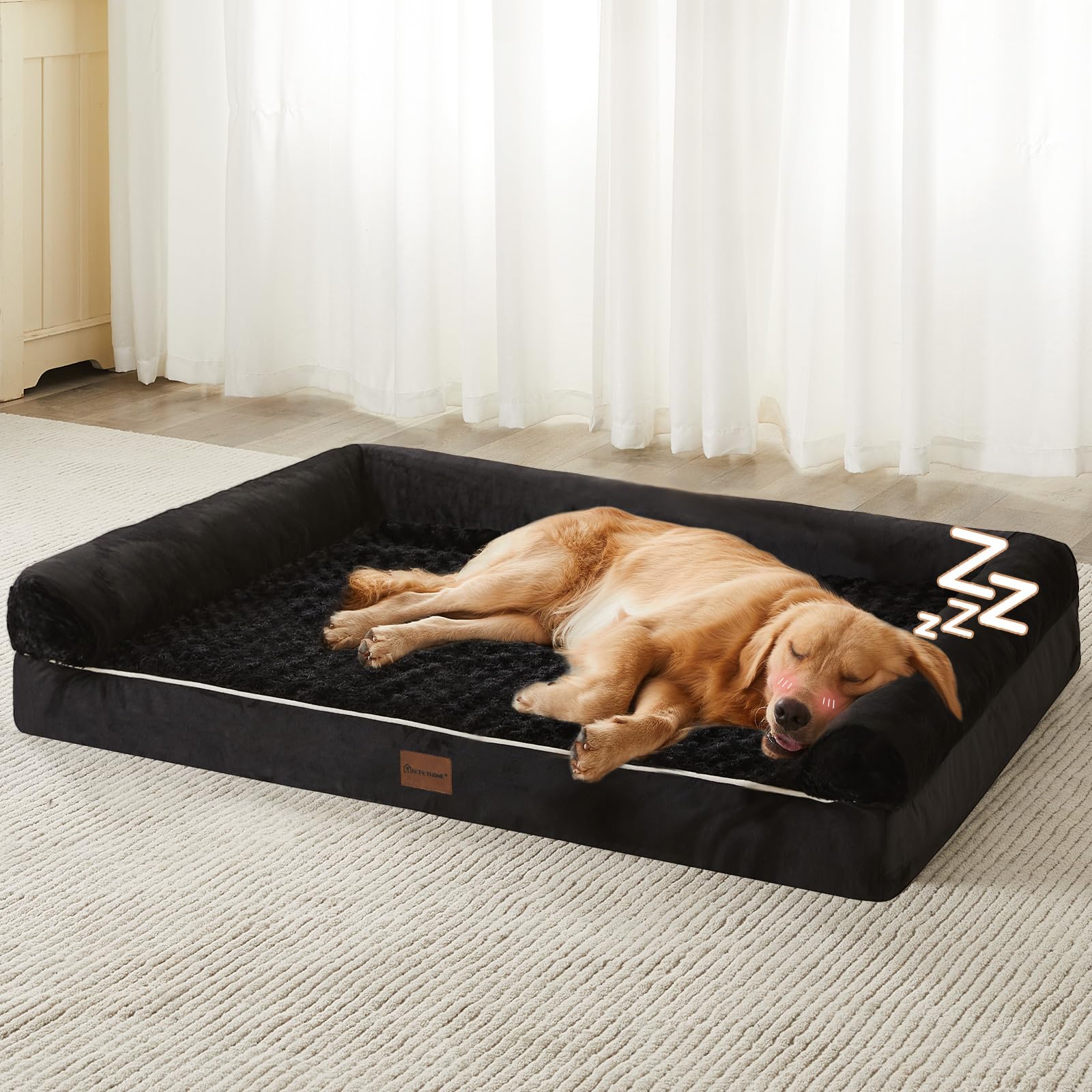 BFPETHOME cama ortopédica para perros grandes con espuma de alta densidad para comodidad.
