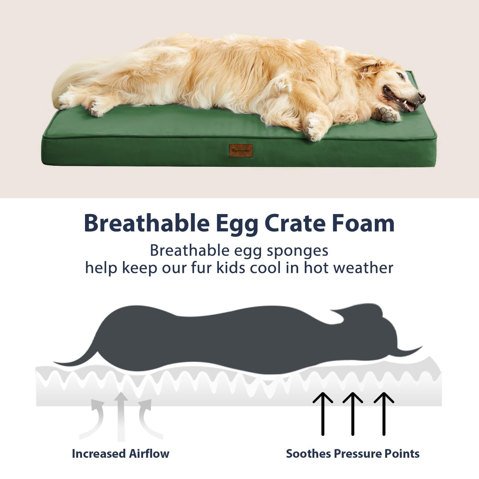 BFPETHOME espuma de huevo distribuye el peso para descanso estable.